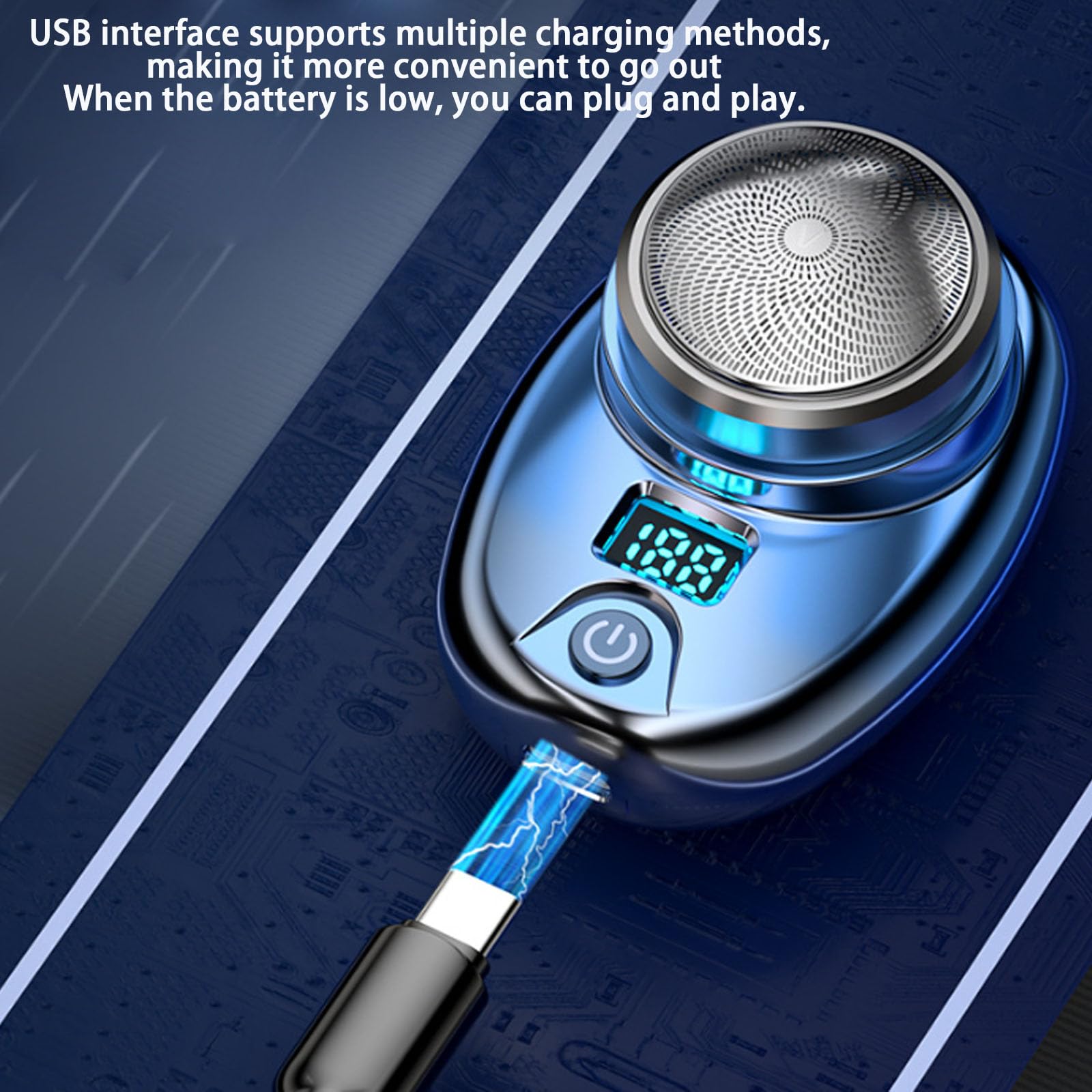 Pyrinov Mini Portable Electric Shaver - IPX7 Waterproof Wet/Dry Rechargeable Electric Razor for Men, Travel & Gym - Blue | Perfect for Home, Office & On-the-Go Grooming