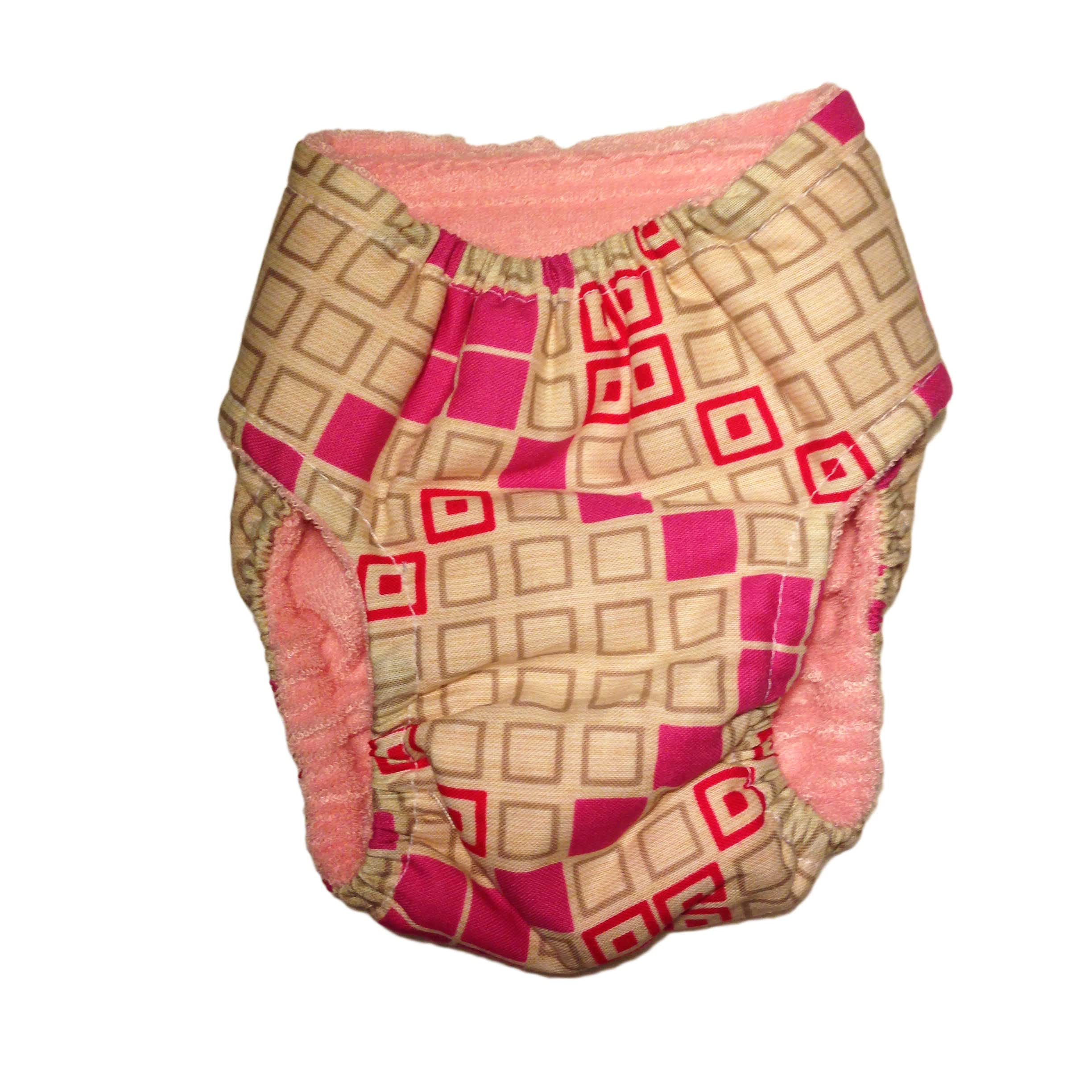 Premium Waterproof Cat Diapers for Incontinence, Spraying & Piddling - Made in USA - Soft Pink Square Windows Design - Perfect for Elderly, Post-Surgery & Special Needs Cats at Home or Travel