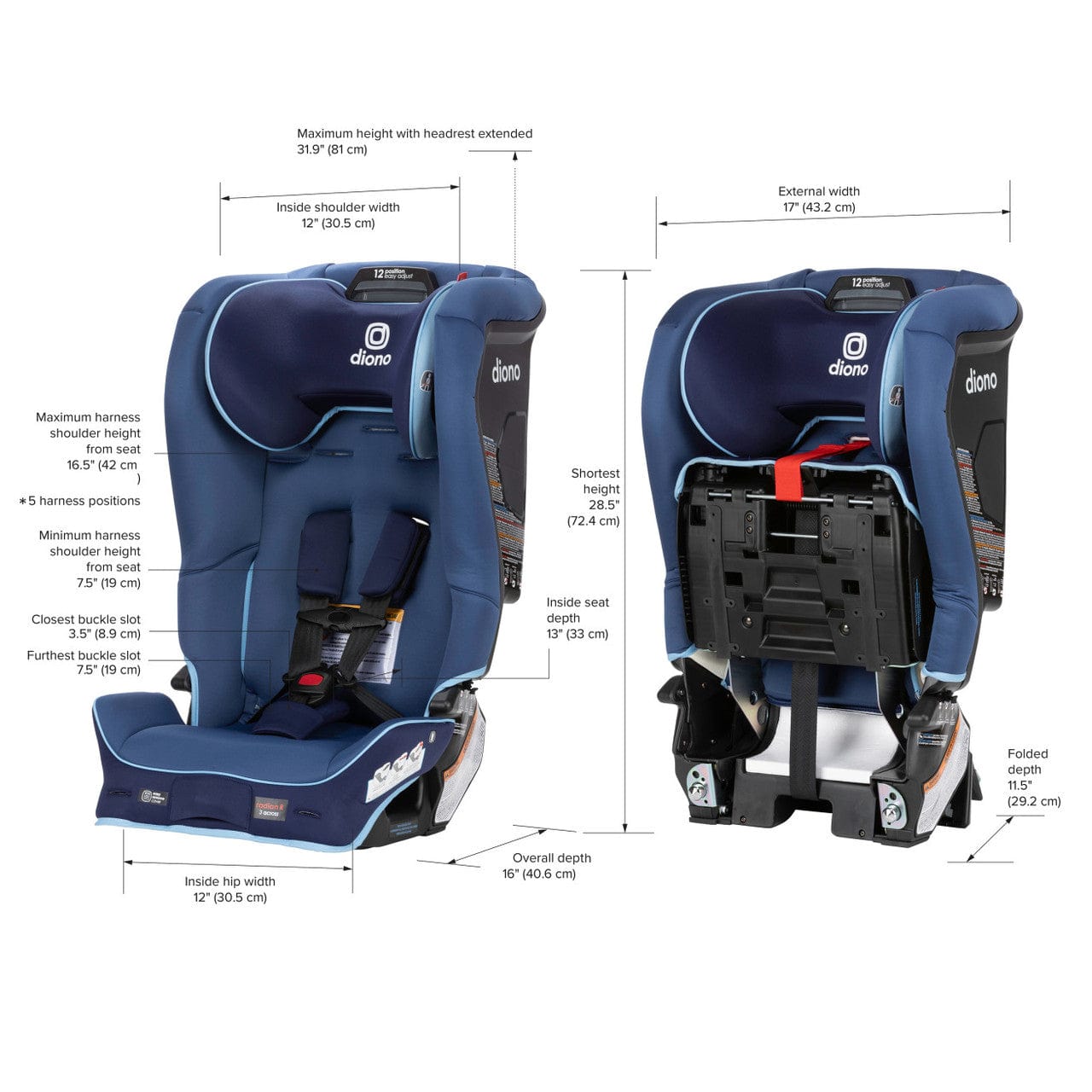 Diono Radian 3R SafePlus Convertible Car Seat - 3-in-1 Rear Facing, Forward Facing & Booster for Kids 5-120 lbs - Premium Safety for Infants, Toddlers & Big Kids - Perfect for Travel & Everyday Use
