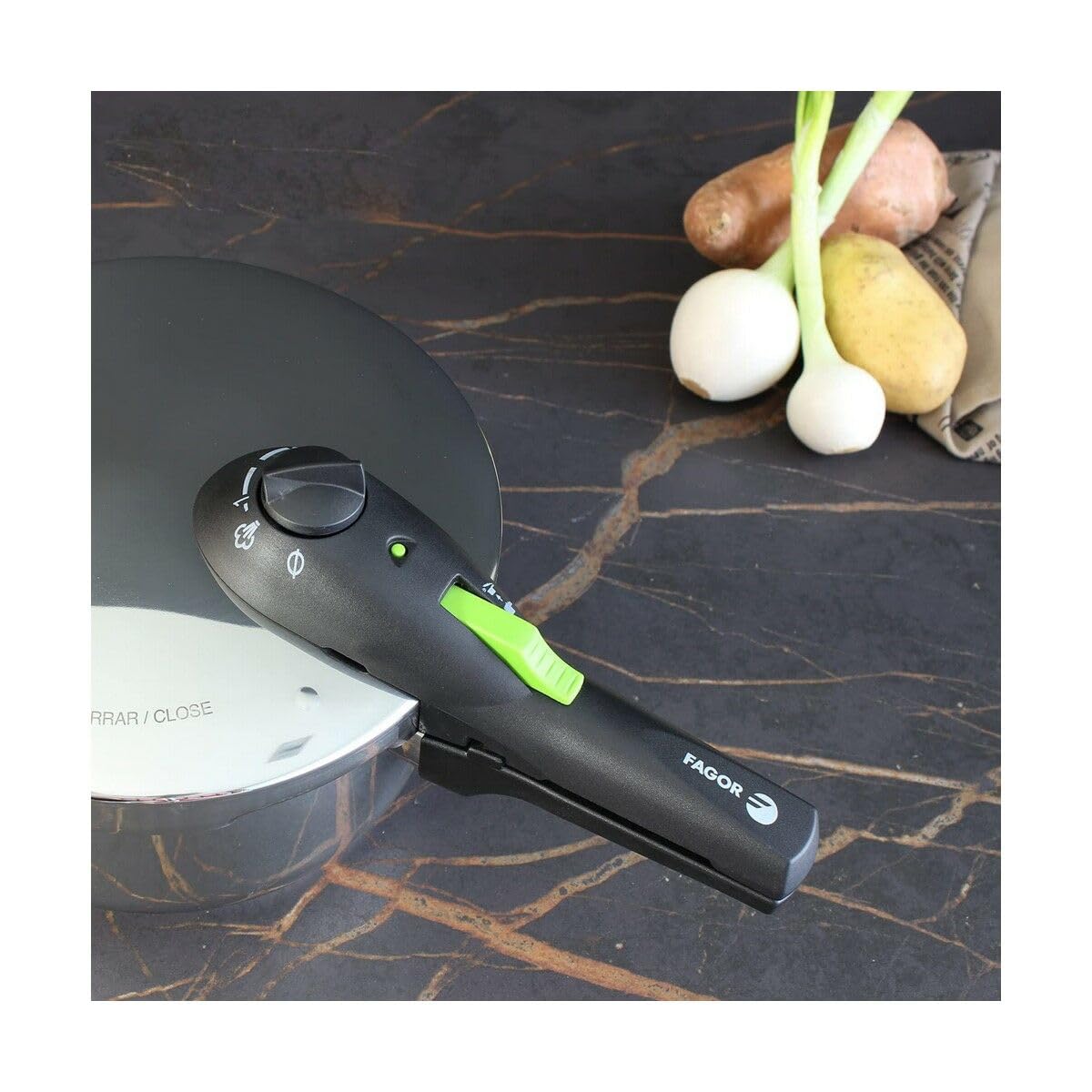 Fagor Rapid Xpress 6L Stainless Steel Pressure Cooker for Induction Cooktops - 18/10 Steel, Thermo Diffuser Bottom, 2 Pressure Levels & 5 Safety Systems | Fast Cooking for Soups, Stews & Family Meals | Perfect for Home Chefs & Busy Families