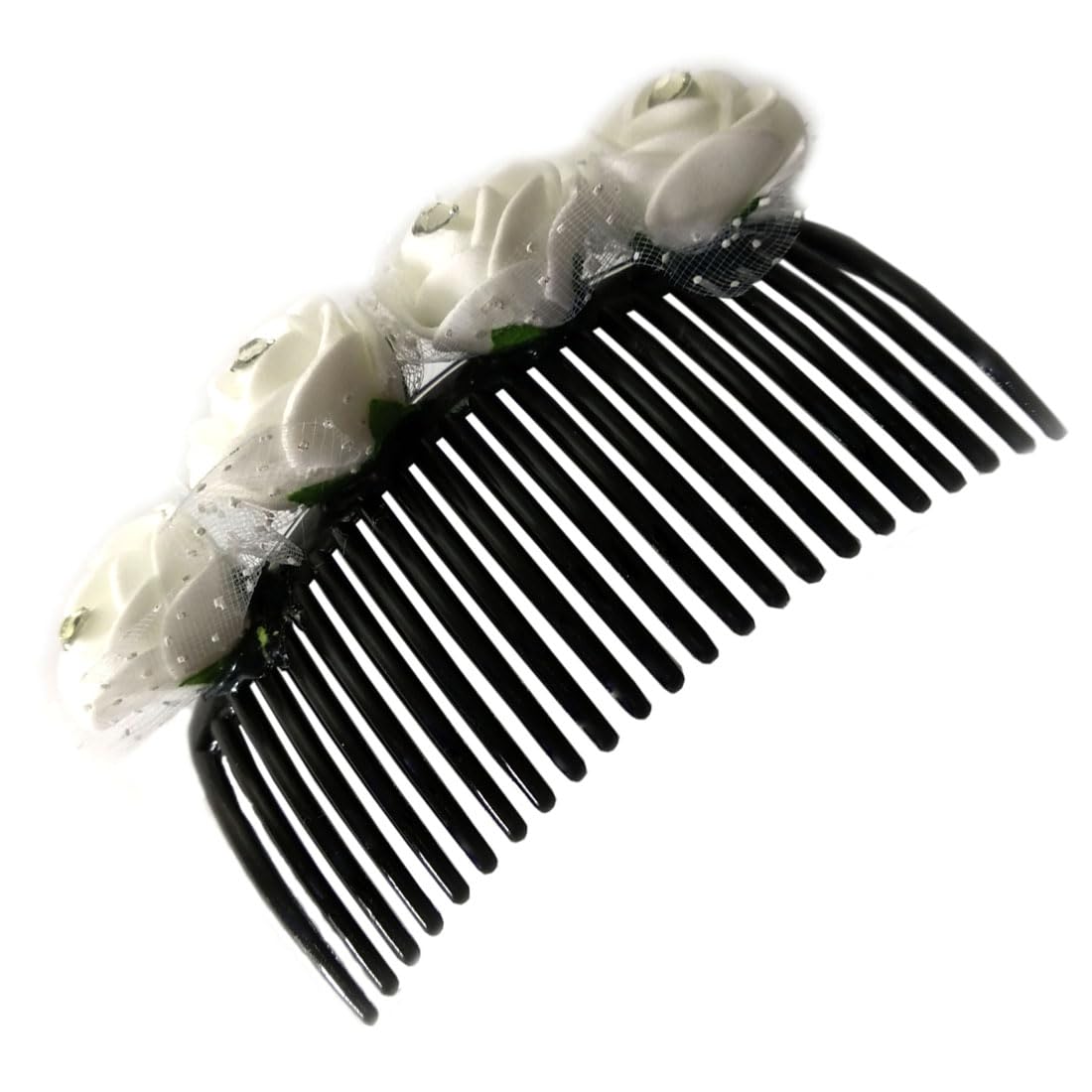 Natth White Rose Flower Hair Comb Pin Clip for Bridal Wedding | Women's Floral Hair Accessories | Perfect for Brides, Prom, Parties & Special Occasions