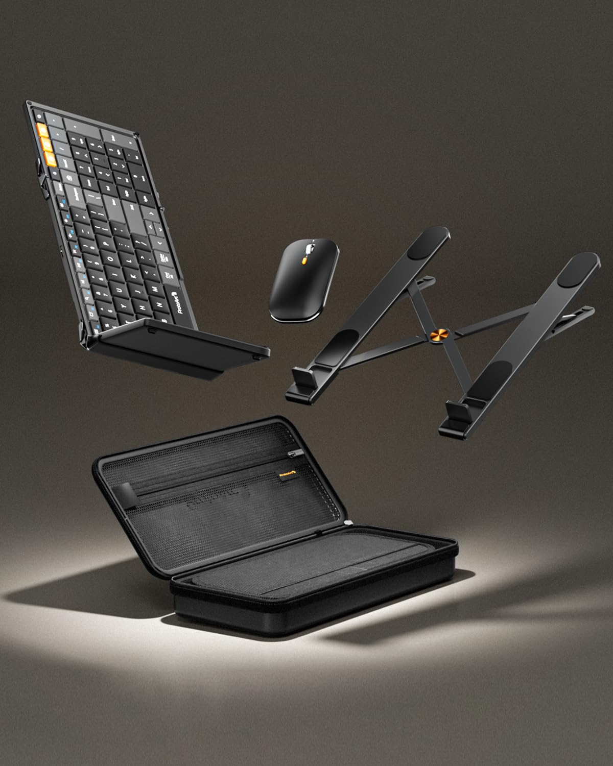 ProtoArc XKM01 Foldable Bluetooth Keyboard & Mouse Combo with Laptop Stand - Portable Wireless Keyboard for MacBook, Windows PC, Mac OS - Perfect for Travel, Office & Remote Work