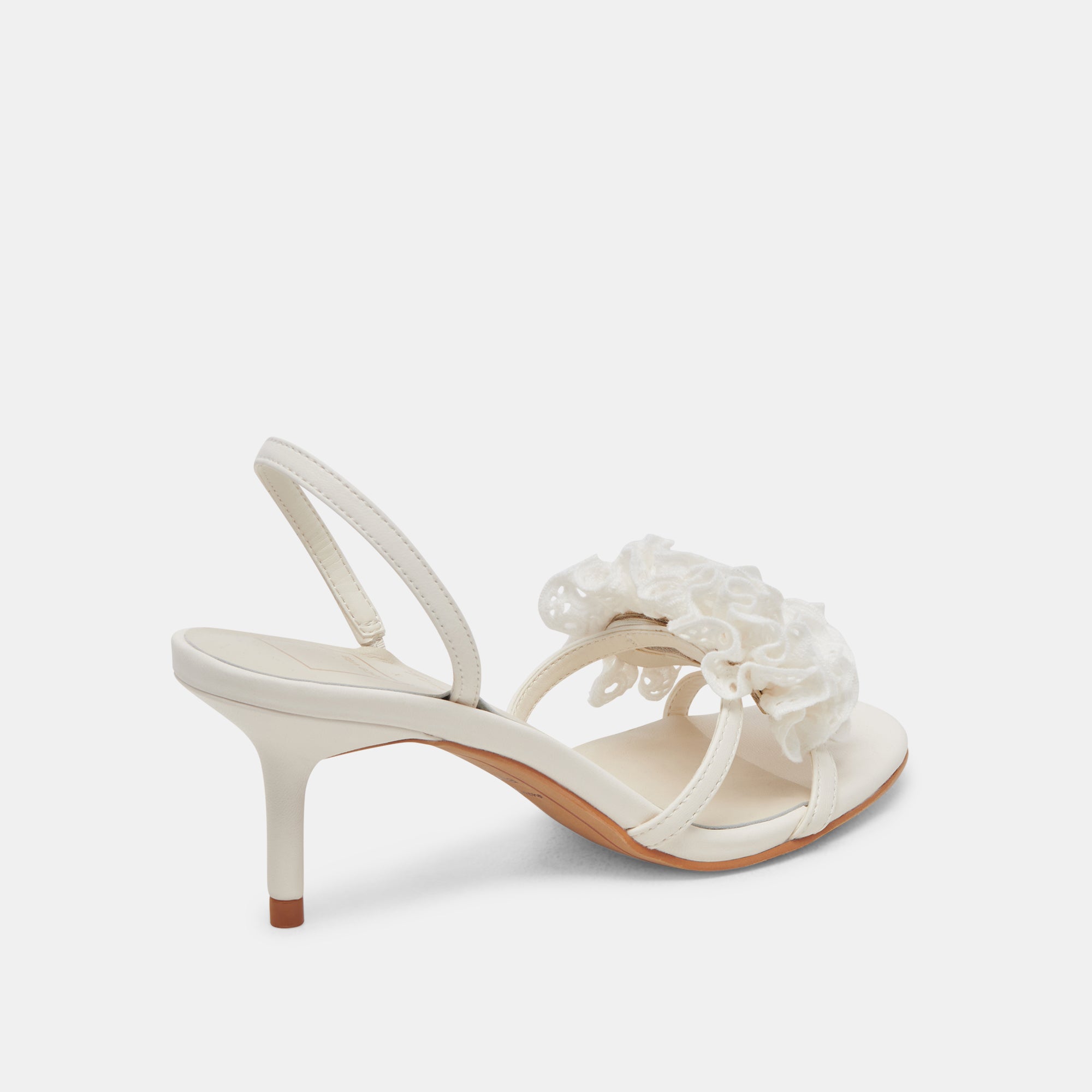 CECILA Women's White Floral Eyelet Heels - Elegant Summer Wedding Shoes for Brides, Parties & Special Occasions