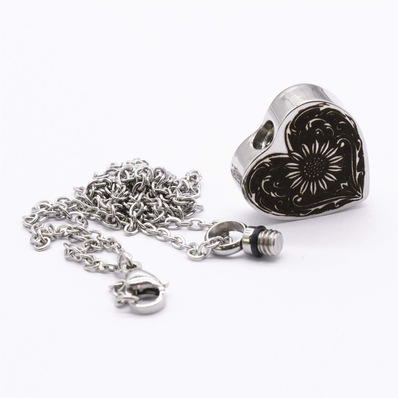 ATOP Sunflower Cremation Memorial Jewelry - Stainless Steel Ashes Keepsake Urn Necklace with Engraved Locket, Waterproof Memorial Pendant for Loved Ones (Includes Tools & Gift Box) - Perfect for Funeral Services, Memorial Ceremonies & Keeping Memories Close