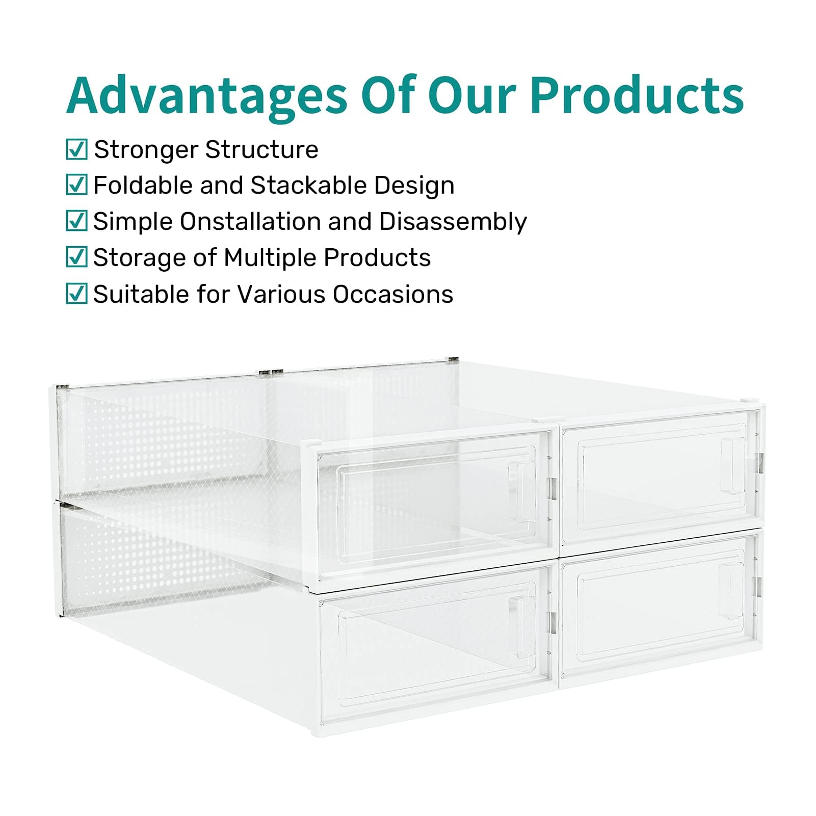 PARANTA 12-Piece Extra Large Clear Plastic Shoe Storage Boxes - Stackable Boot & Shoe Organizer for Sneakers, High Heels & Boots - Space Saving Closet & Entryway Organization Solution for Home & Office