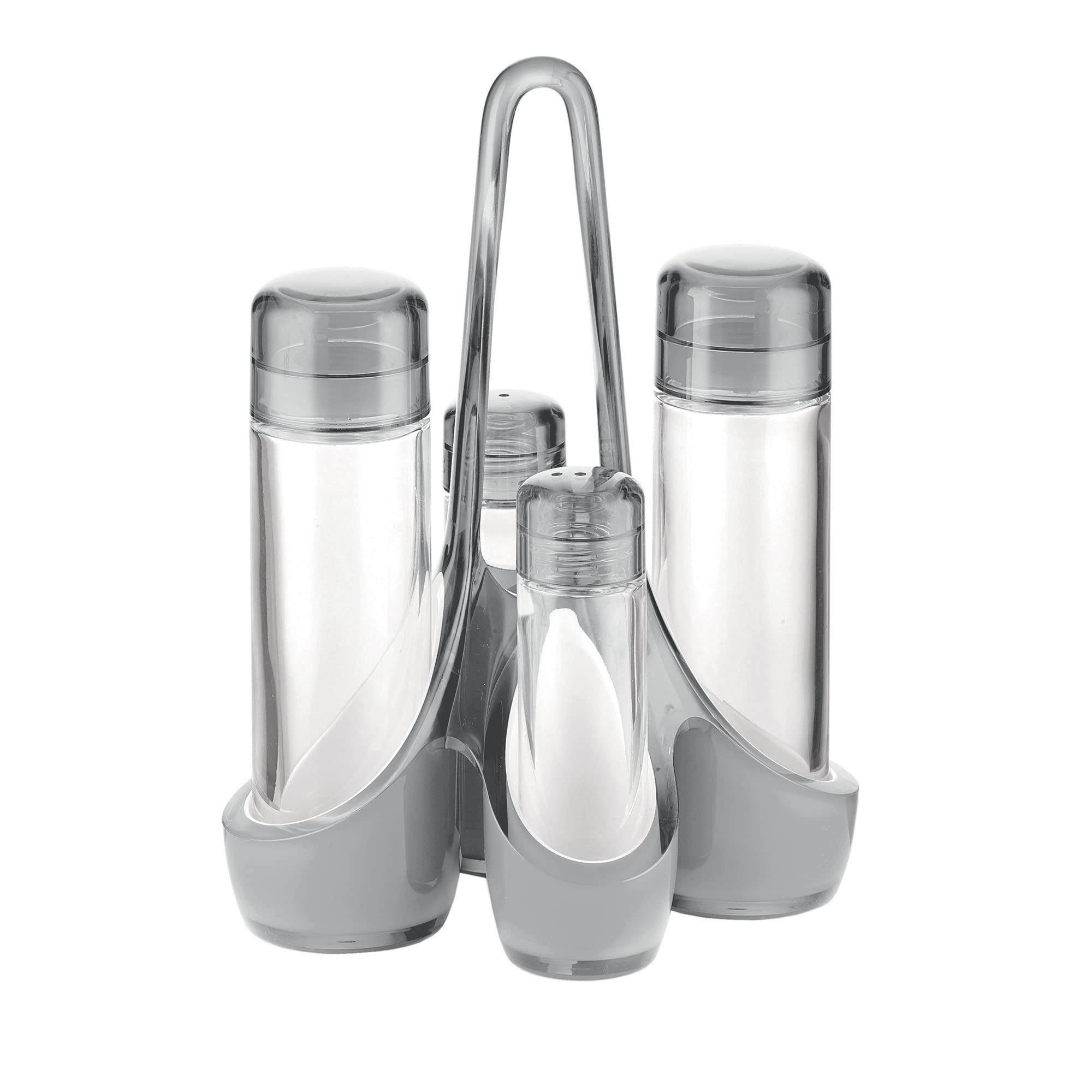 Vintage Guzzini Cruet Set in Grigio Cielo - Elegant Oil and Vinegar Dispenser Set for Kitchen, Dining Table & Italian-Themed Dinner Parties