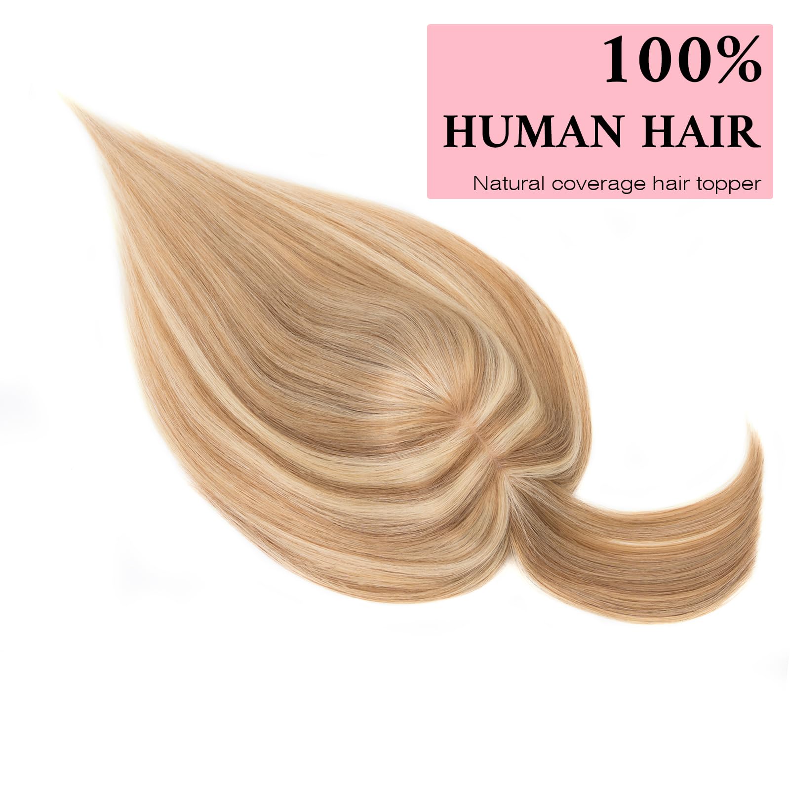SEGO 100% Real Human Hair Toppers with Bangs - Silk Base 150% Density Clip-in Hairpiece for Women (2.7”x5.1”) - Thinning Hair & Hair Loss Solution - Gray Hair Coverage - Perfect for Daily Wear, Special Occasions & Confidence Boosting