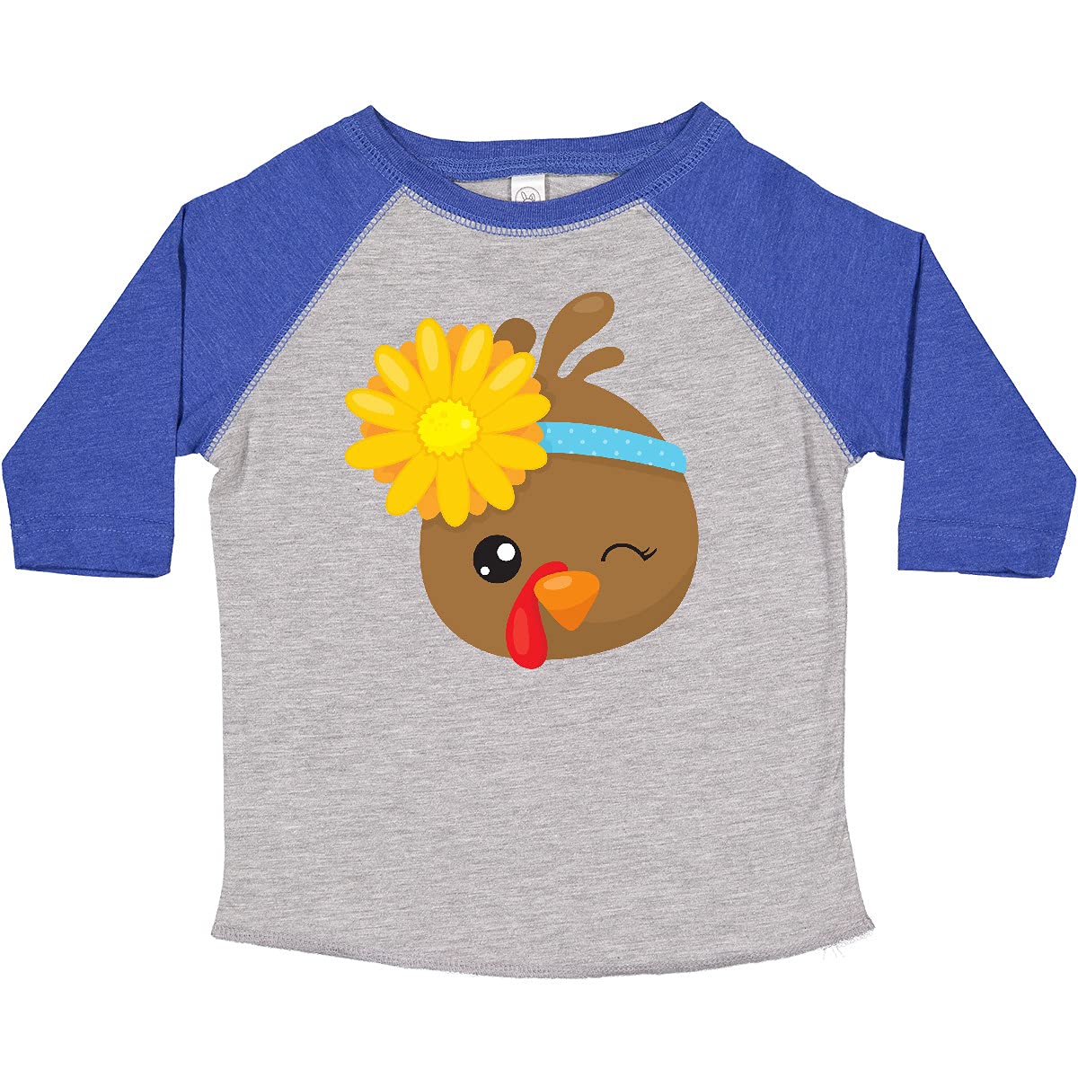 Inktastic Cute Brown Turkey with Sunflower Toddler T-Shirt - Fun Thanksgiving Outfit for Kids & Holiday Family Gatherings