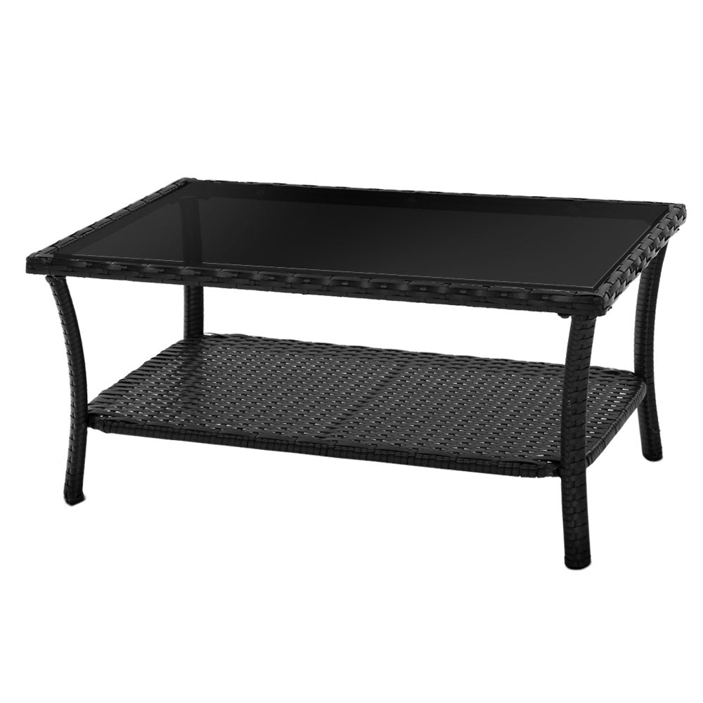 4-Piece Outdoor Sofa Set with Storage Cover - Wicker Harp Chairs & Table in Black - Perfect for Patio, Garden, or Poolside Relaxation
