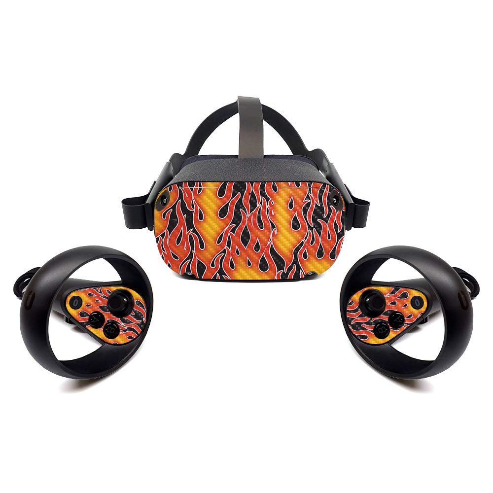 Premium Carbon Fiber Skin for Oculus Quest 2 - Hot Flames Design | Protective & Durable Textured Cover | Easy to Apply & Remove | Made in USA | Perfect for Gaming, VR Protection & Style Customization