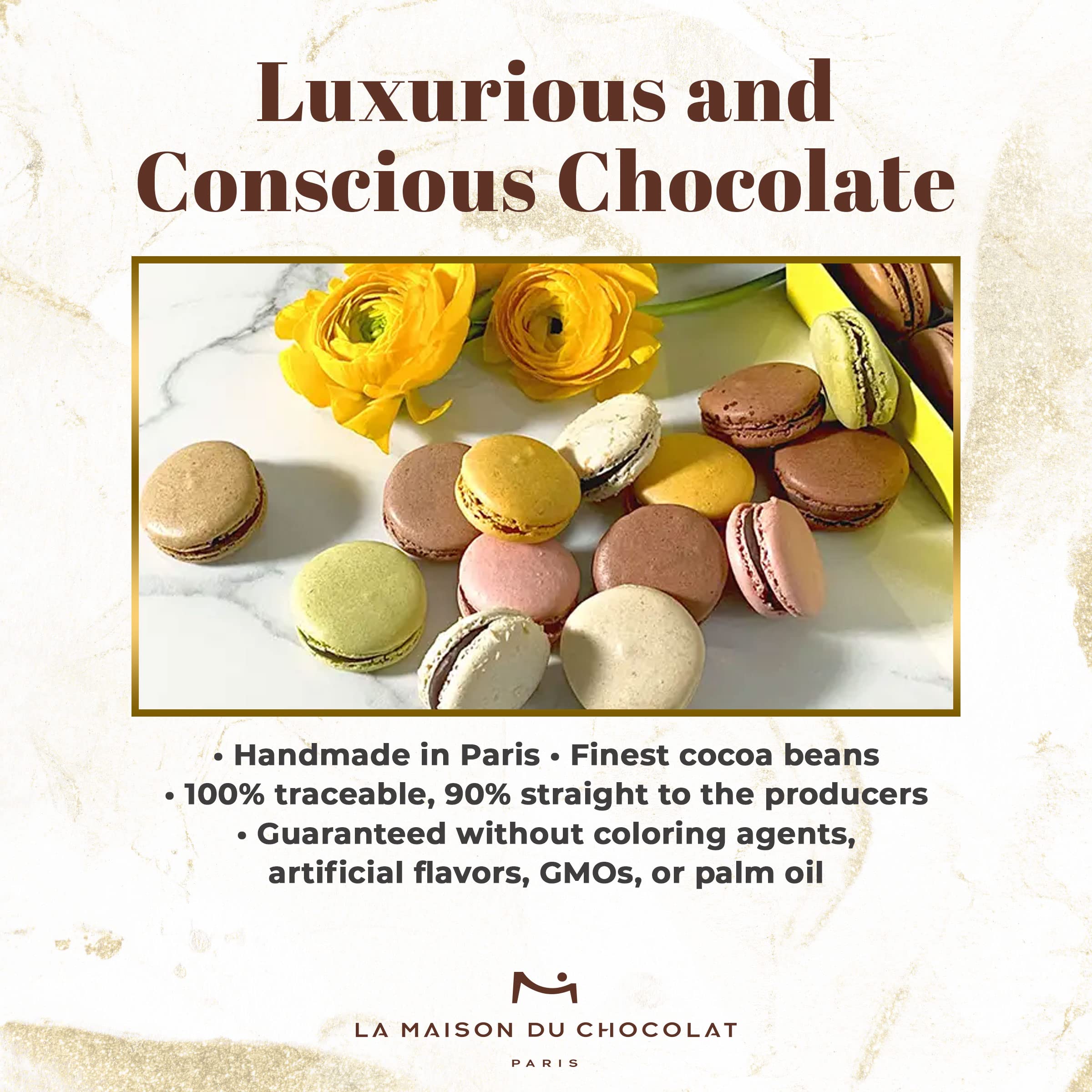 Premium La Maison Du Chocolat Macaron Gift Box - 24pcs Gourmet French Dark Chocolate Filled Macarons with Assorted Flavors | Perfect for Gifts, Parties & Special Occasions