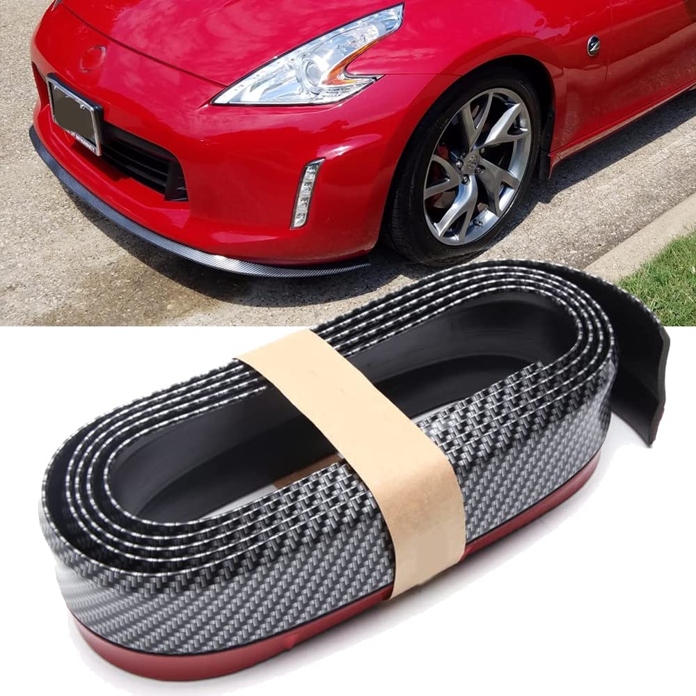 8.2ft/250cm Universal Front Bumper Spoiler - Carbon Fiber Lip Strip Splitter for Cars & Trucks | Enhances Aerodynamics & Sporty Look (Perfect for Racing, Car Shows & Street Performance)
