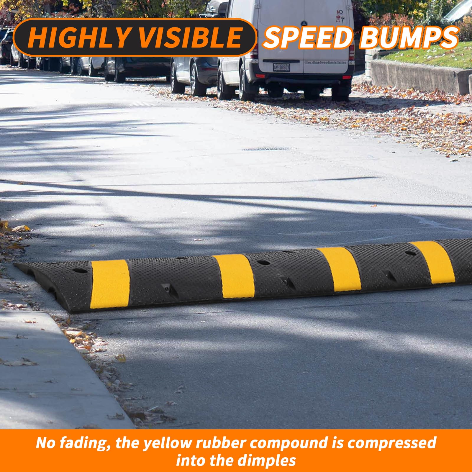 GARVEE 3.3 Ft Heavy Duty Rubber Speed Bumps (2 Pack) - 25,000 lbs Load Capacity, Modular 2-Channel Design for Driveways, Roads & Parking Lots - Perfect for Asphalt, Concrete & Gravel Surfaces - Cable Protector & Vehicle Traffic Control Solution