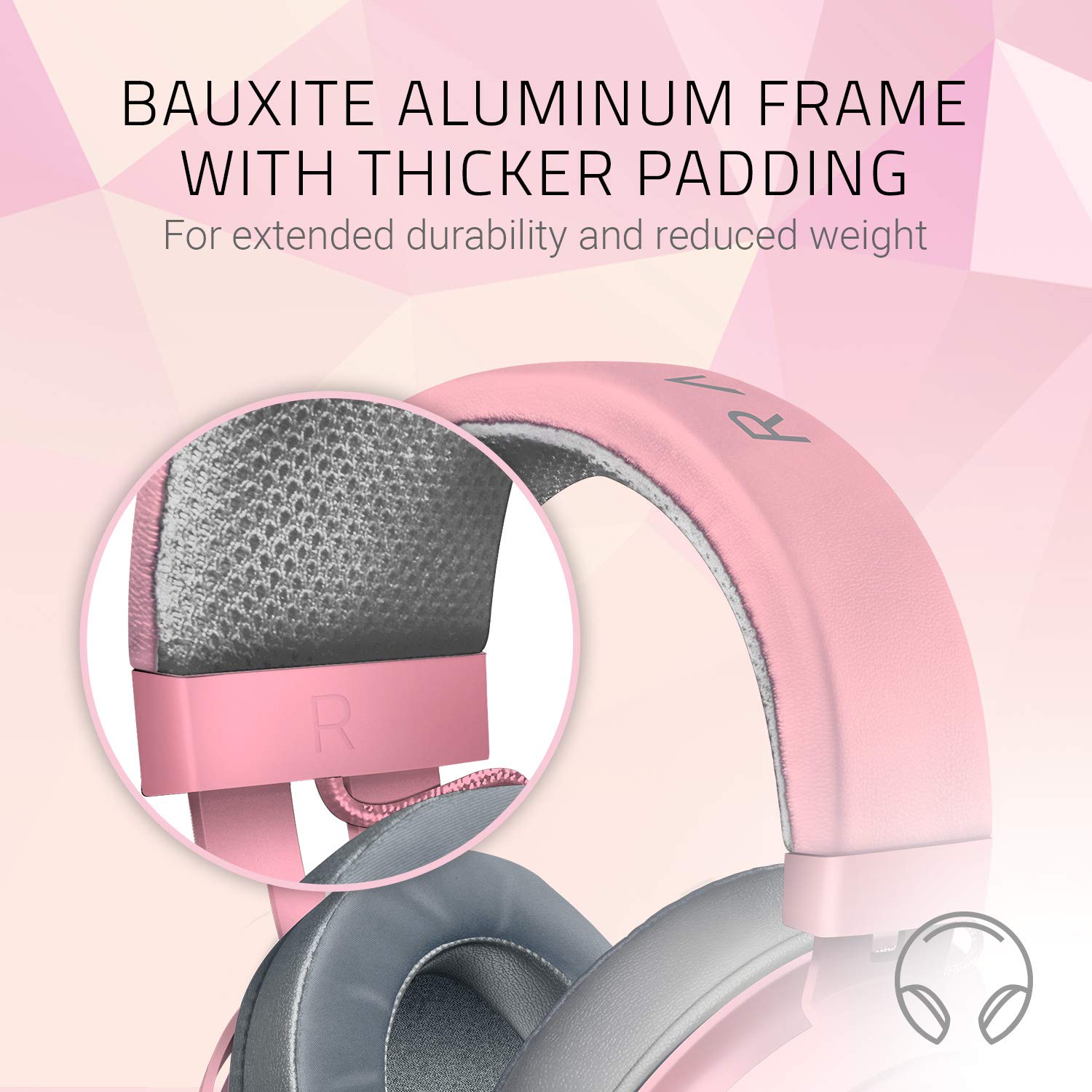 Razer Kraken Gaming Headset - Lightweight Aluminum Frame with Retractable Noise-Canceling Mic | Compatible with PC, PS4, PS5, Nintendo Switch, Xbox One & Series X/S, Mobile Devices | 3.5mm Audio Jack in Quartz Pink | Perfect for Competitive Gaming, Streaming & Online Meetings