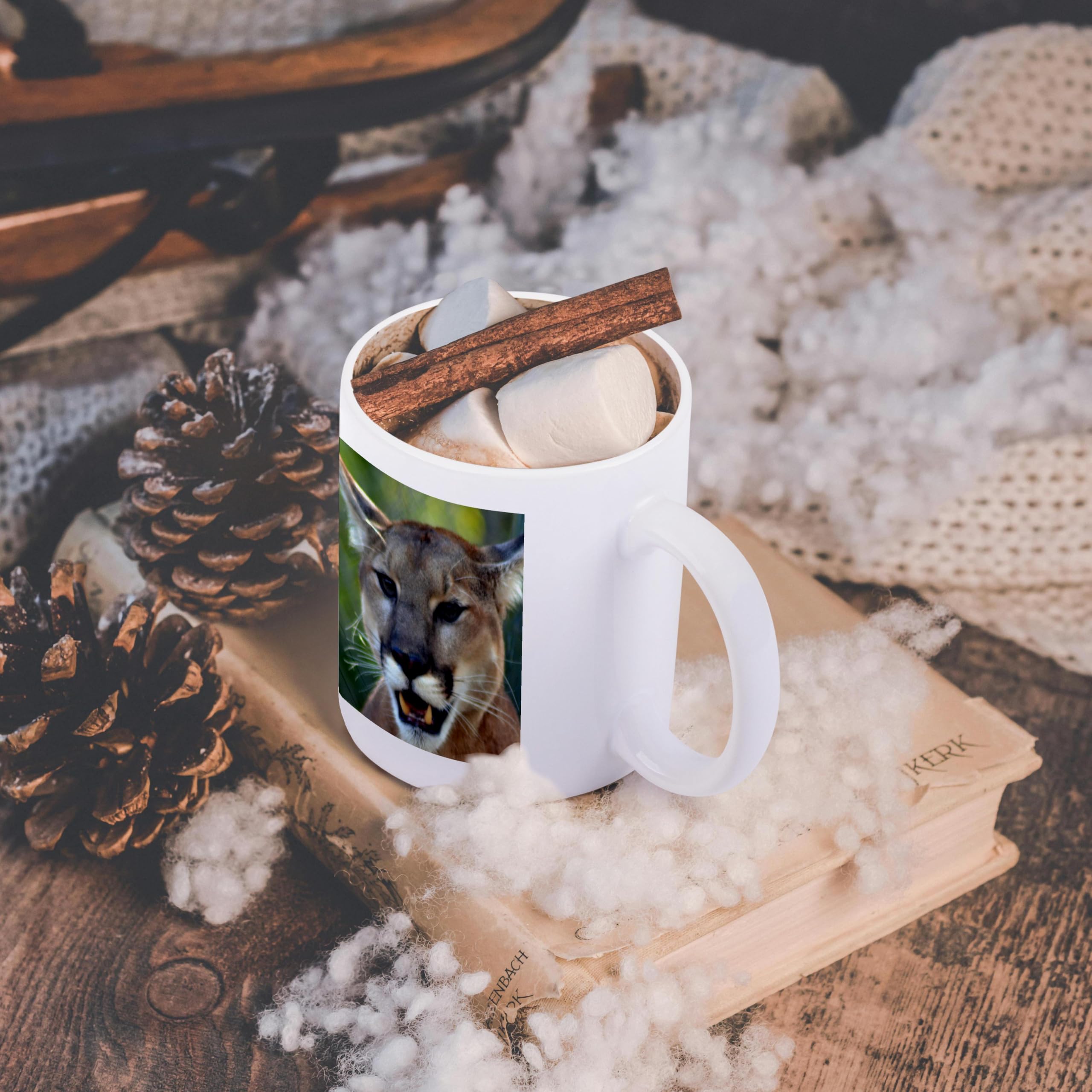 3D Printed Cougar Face Close-Up Design Coffee Mug - Perfect for Home, Office & Gifts - 11oz Ceramic Mug with Vibrant Colors (mug_127808_1)