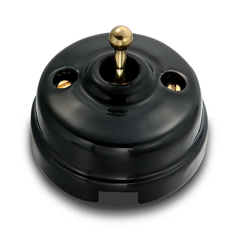 Black Porcelain/Brass Dimmer Switch - Perfect for Bedroom, Living Room & Kitchen Lighting Control