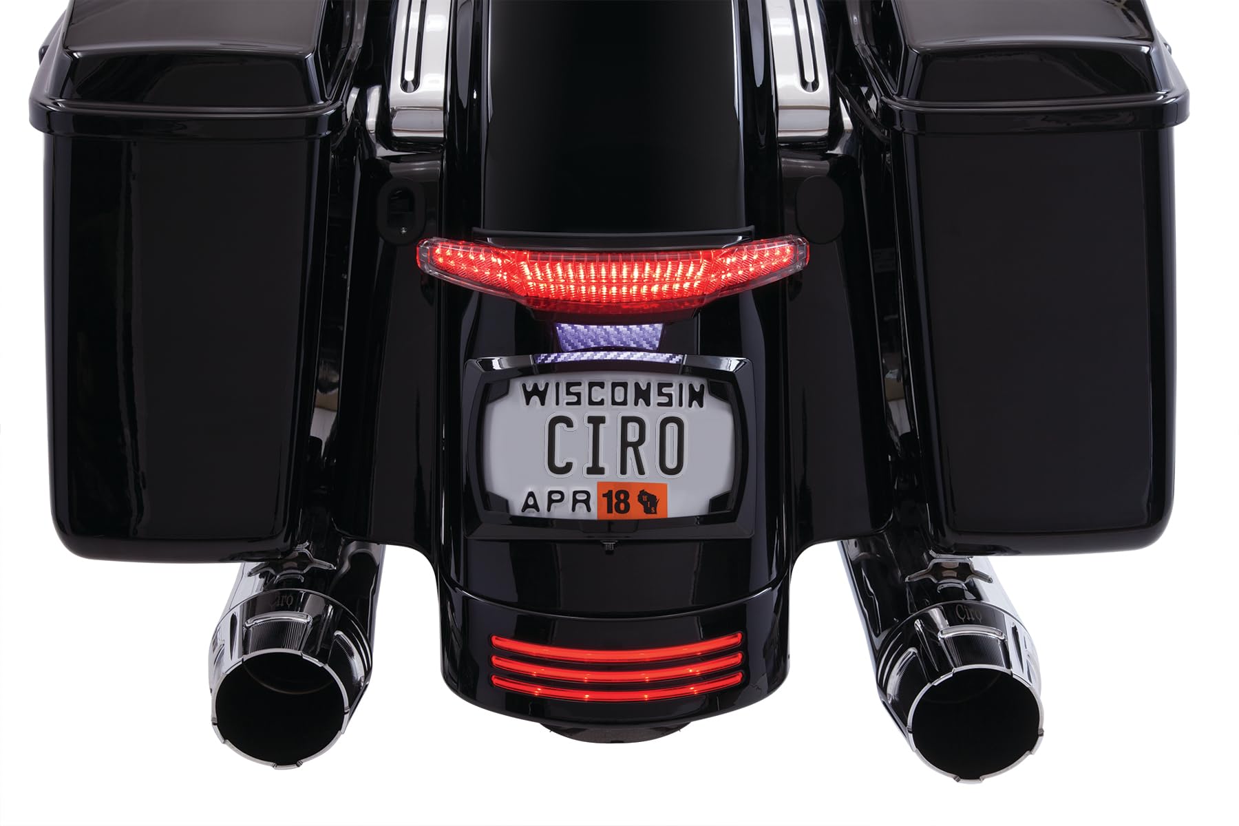 Original LATITUDE Motorcycle Tail Light & License Plate Holder - Universal Fit for Harley, Honda, Yamaha - Perfect for Night Riding & Safety Compliance