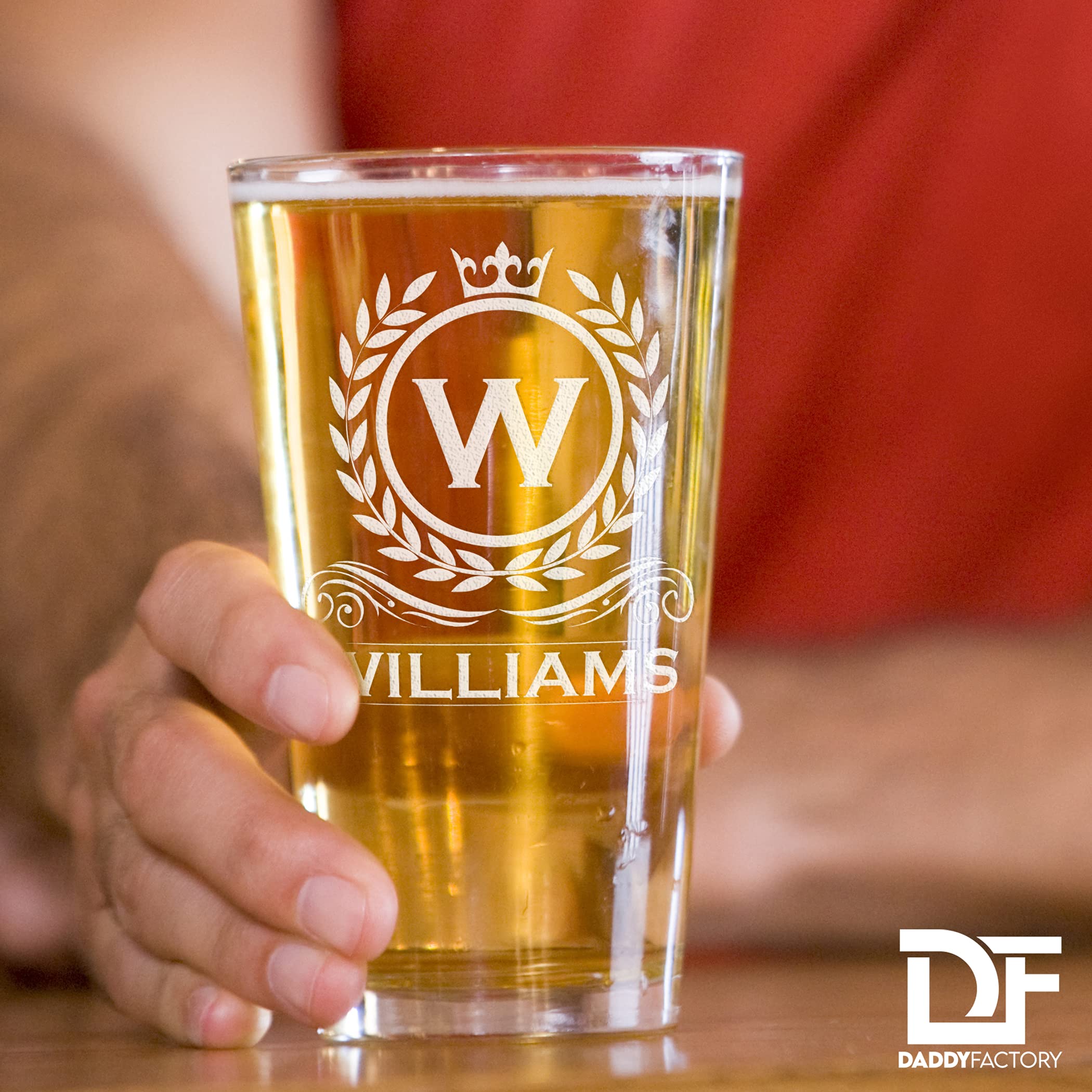 Personalized Engraved 16 oz Monogram Pint Glass - Custom Gift for Men, Dad, Groomsmen & Best Man - Perfect for Weddings, Father's Day & Beer Lovers
