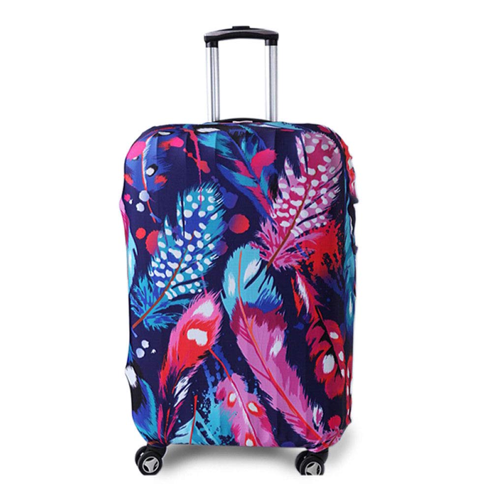 Tripnuo Elastic Luggage Cover for Suitcases 19''-32'' - Feather Design Protective Travel Case Cover (Medium) - Perfect for Airplane, Train & Bus Travel