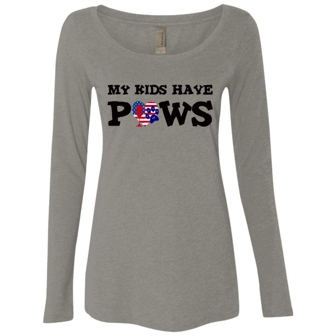 My Kids Have Paws Women's Long Sleeve Scoop Neck Tri-Blend T-Shirt - Soft & Comfortable Pet Lover Apparel for Casual Wear & Dog Mom Outfits