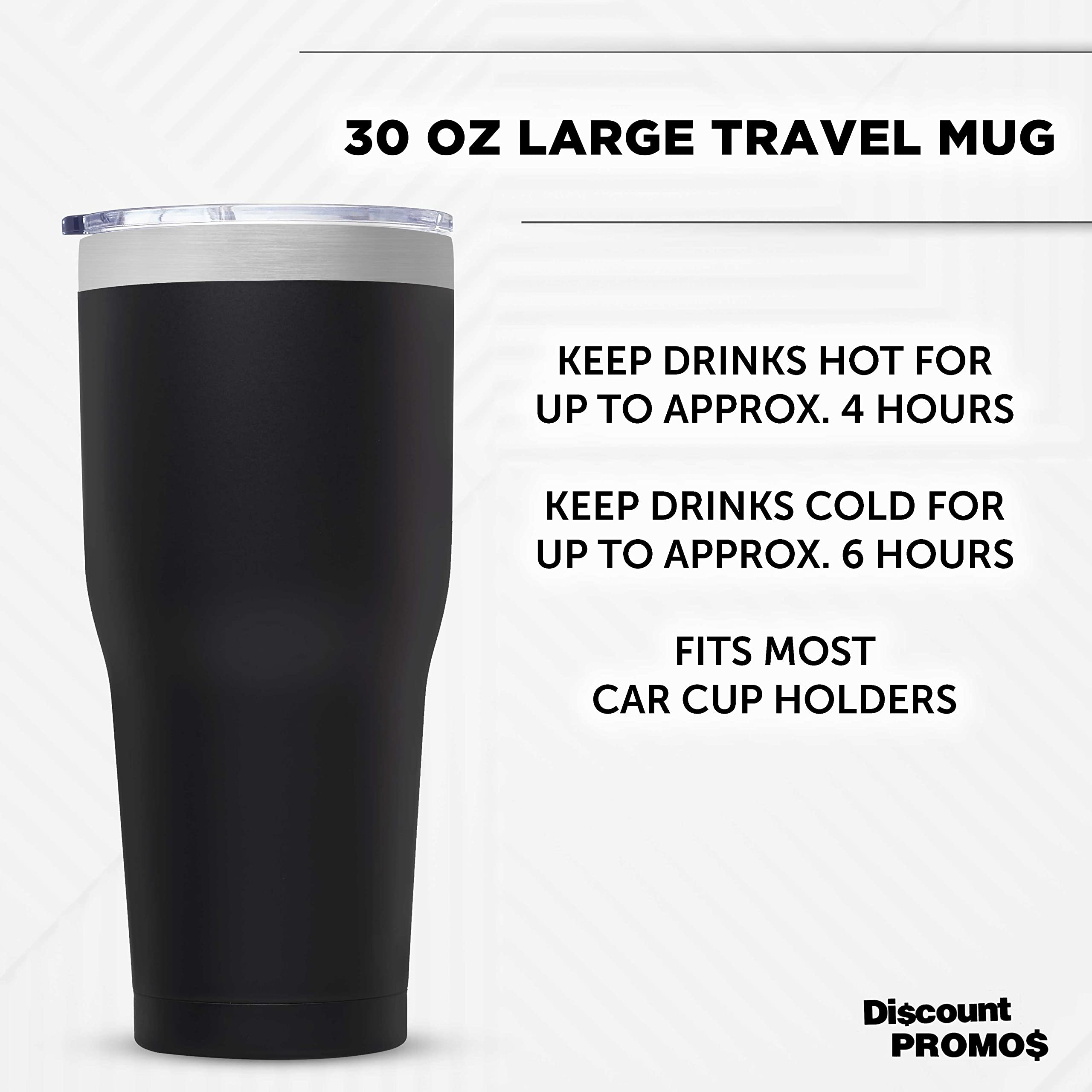 Big League Travel Tumblers 30 oz. Set of 6 - Double Wall Insulated Stainless Steel Cups for Coffee, Tea, Hot Cocoa & Cold Drinks - Bulk Pack (Black) - Perfect for Camping, Office, Gym & Outdoor Activities