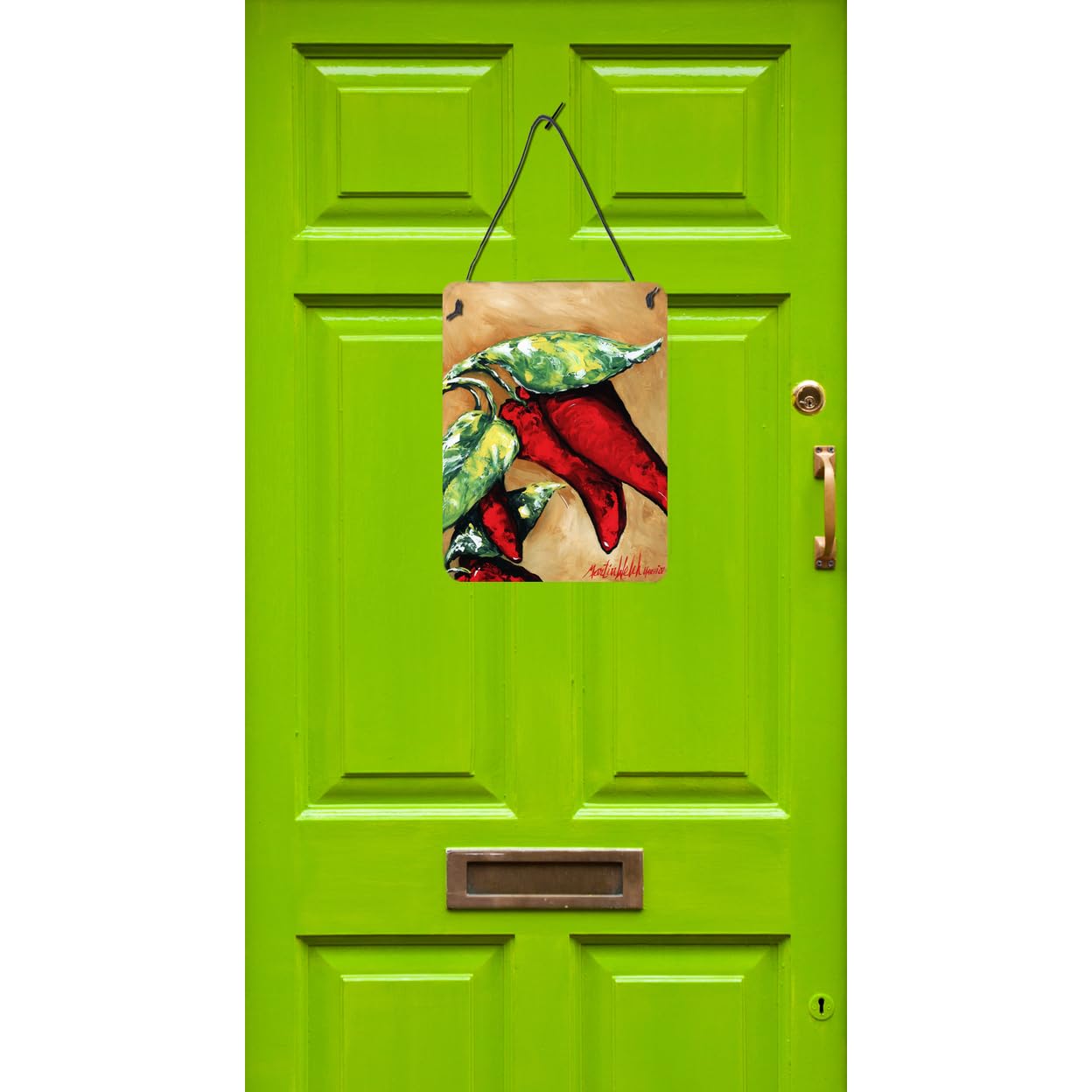 Caroline's Treasures MW1198DS1216 Hot Peppers Metal Wall Art - 12x16 Inch Vibrant Kitchen Decor, Bar Sign, Bathroom Plaque & Front Door Hanging - Durable Aluminum Home Decor for Farmhouse, Restaurant, or Outdoor Patio