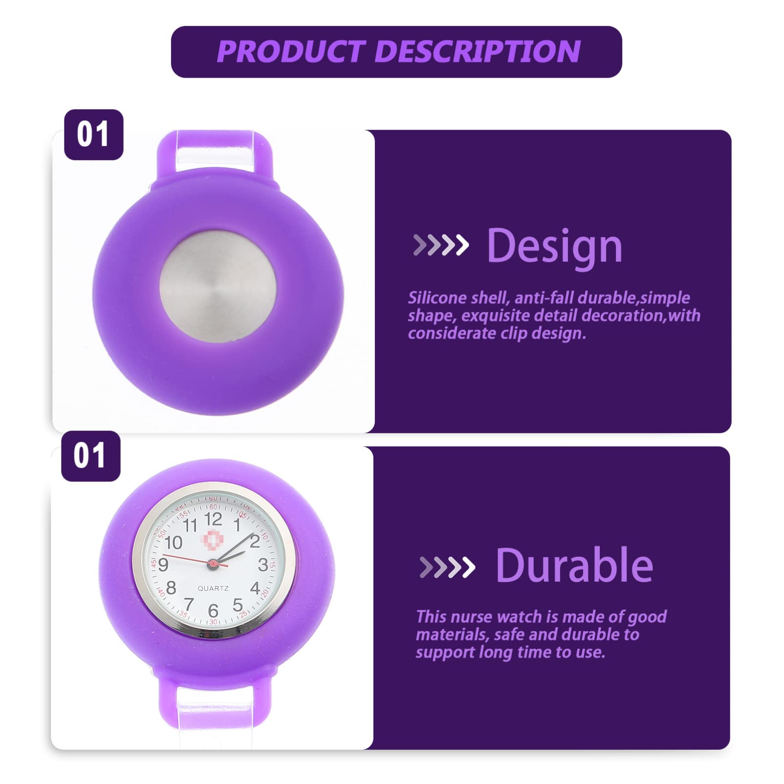 Clip on Nurse Watch - Waterproof Silicone Lapel Watch for Nurses & Doctors | Easy Clip-on Design, Durable Fob Pocket Watch | Perfect for Hospital Shifts, Medical Exams & Healthcare Professionals