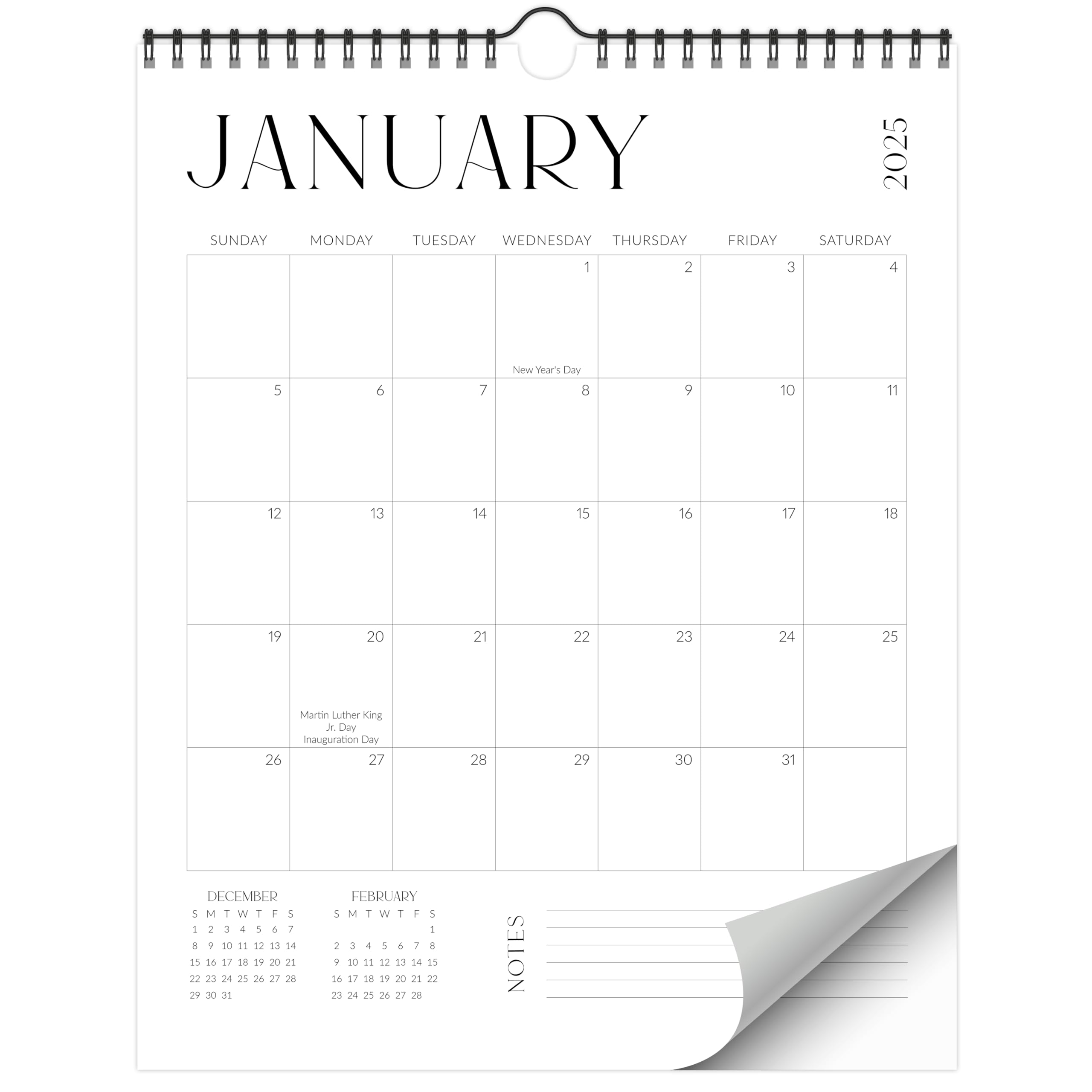2025 Wall Calendar with 18-Month Planner (June 2024-December 2025) - 14.5