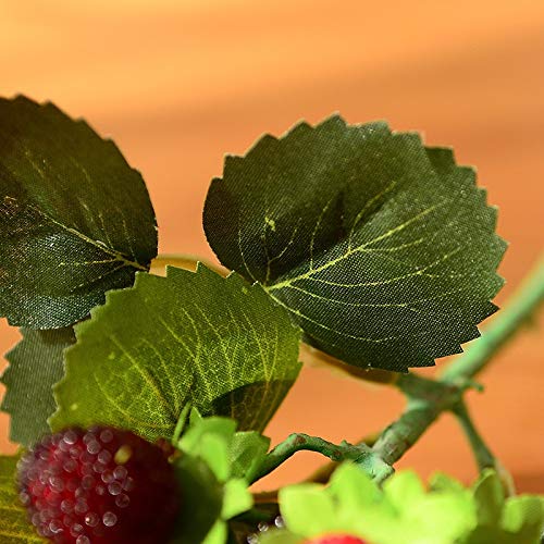 9 Heads Artificial Strawberry Silk Fruit Decoration - Realistic Fake Strawberries for Home Decor, Wedding Centerpieces, and Photo Props (Red, 1pc)