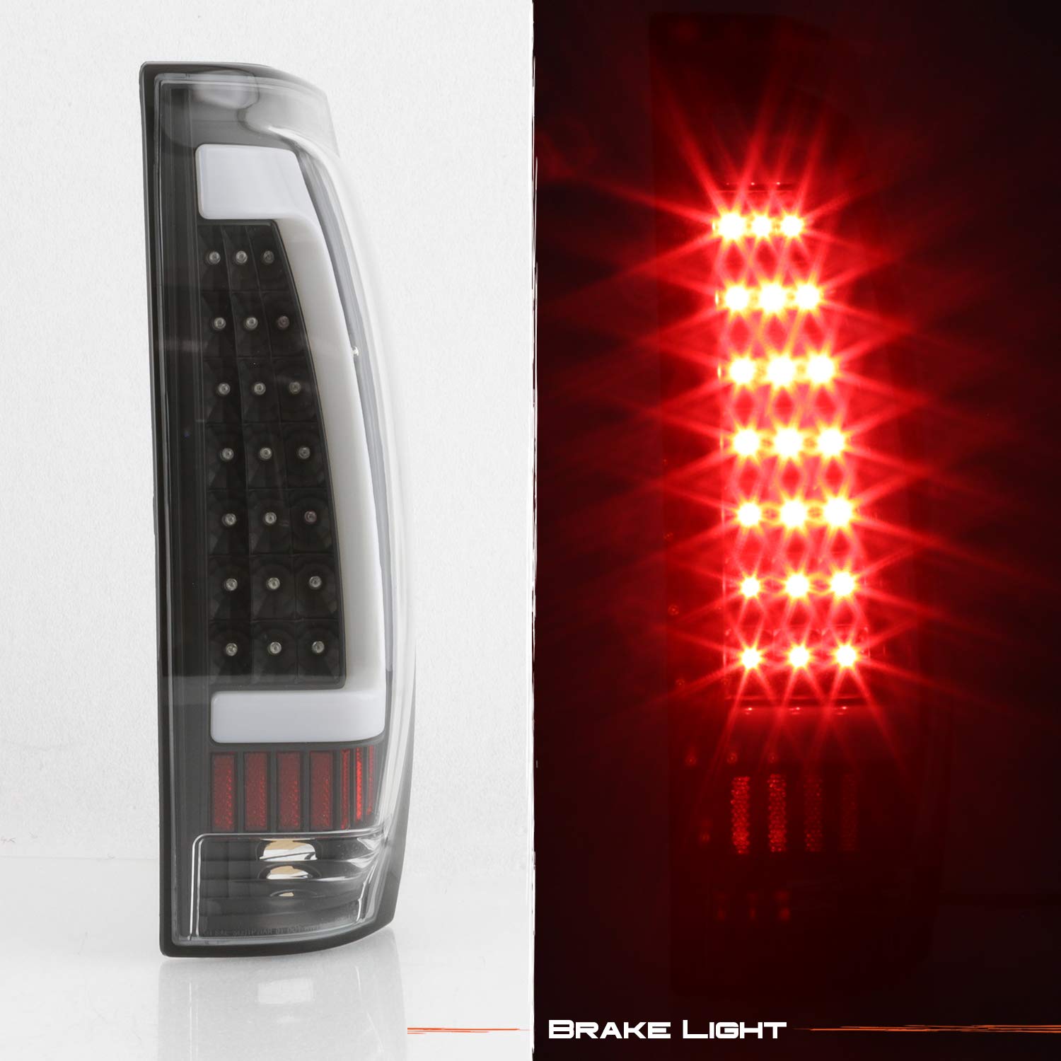 AKKON LED Tail Lights for 2002-2006 Chevy Avalanche 1500/2500 - Black Tube Bar Style Brake Lamps (Left+Right Pair) | Perfect for Off-Roading, Truck Upgrades & Night Driving Safety