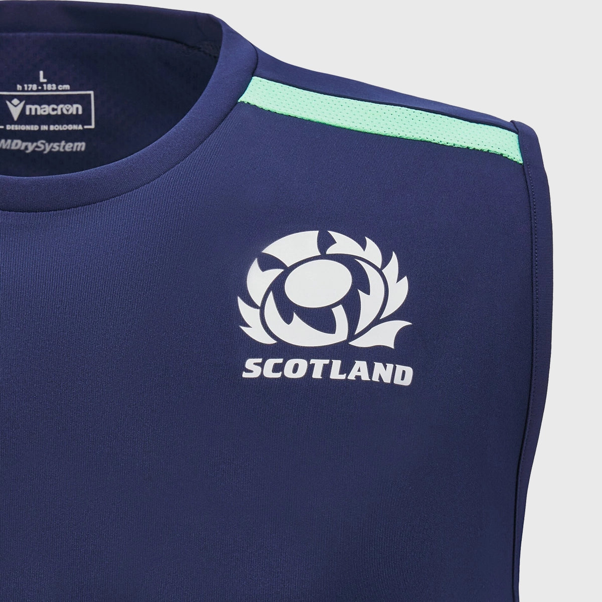 Scotland Rugby Macron Sleeveless Jersey - Navy Blue Performance Shirt for Training & Match Day