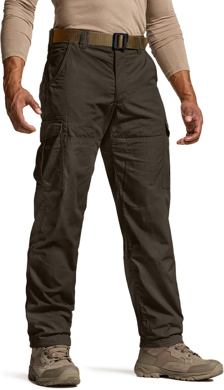 CQR Men's Winter Tactical Pants - Fleece Lined Outdoor Snow Ski Cargo Pants for Hiking & Cold Weather - Waterproof Thermal Work Pants for Hunting, Camping & Winter Sports