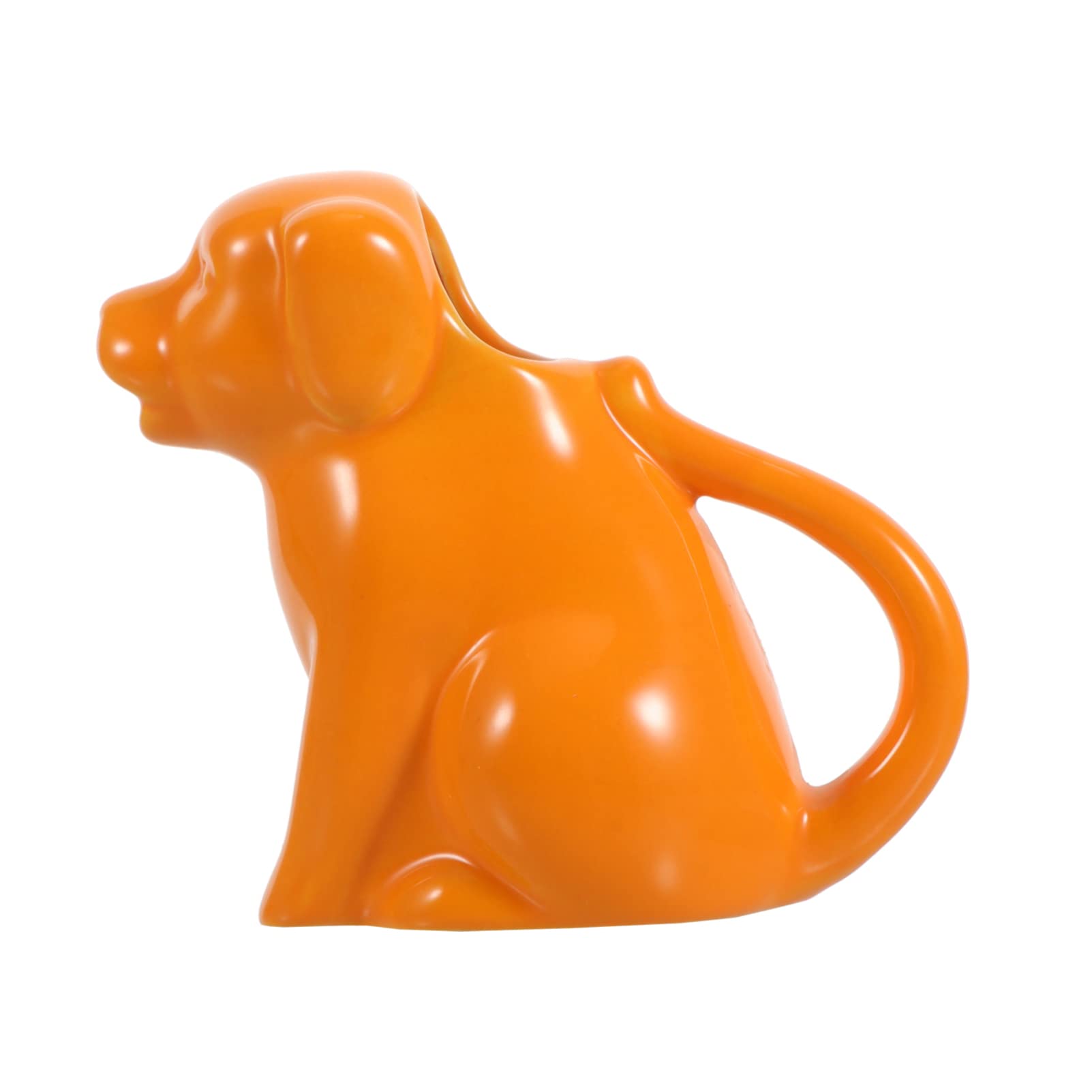 Ceramic Dog-Shaped Creamer Pitcher - 40ML Coffee Milk Creamer & Gravy Boat - Novelty Kitchen Serving Pitcher for Home, Cafe, or Restaurant - Orange