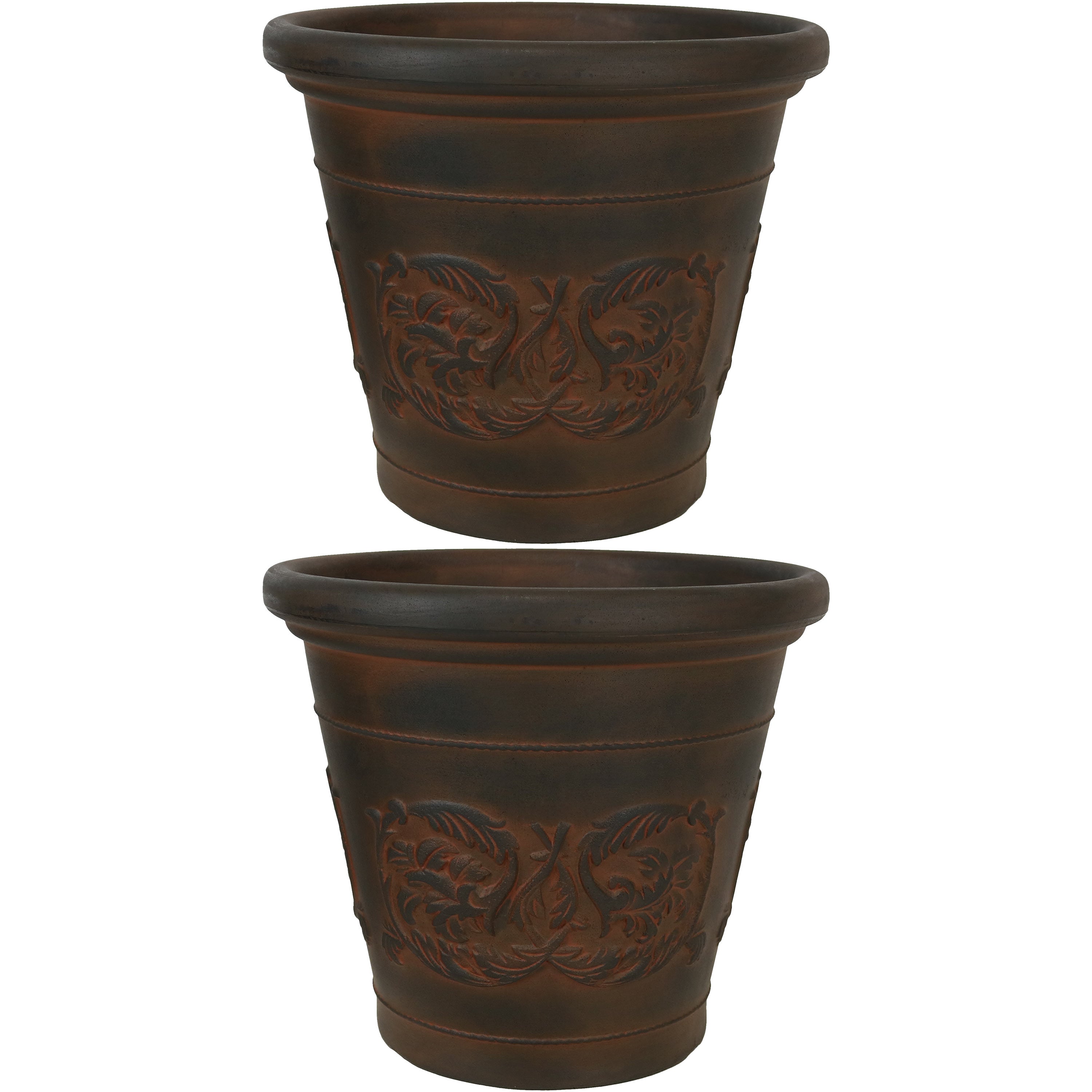 Sunnydaze Arabella Polyresin Outdoor Flower Pot Planter - Durable Garden Decor for Patio, Lawn & Backyard - Perfect for Plants, Herbs & Succulents