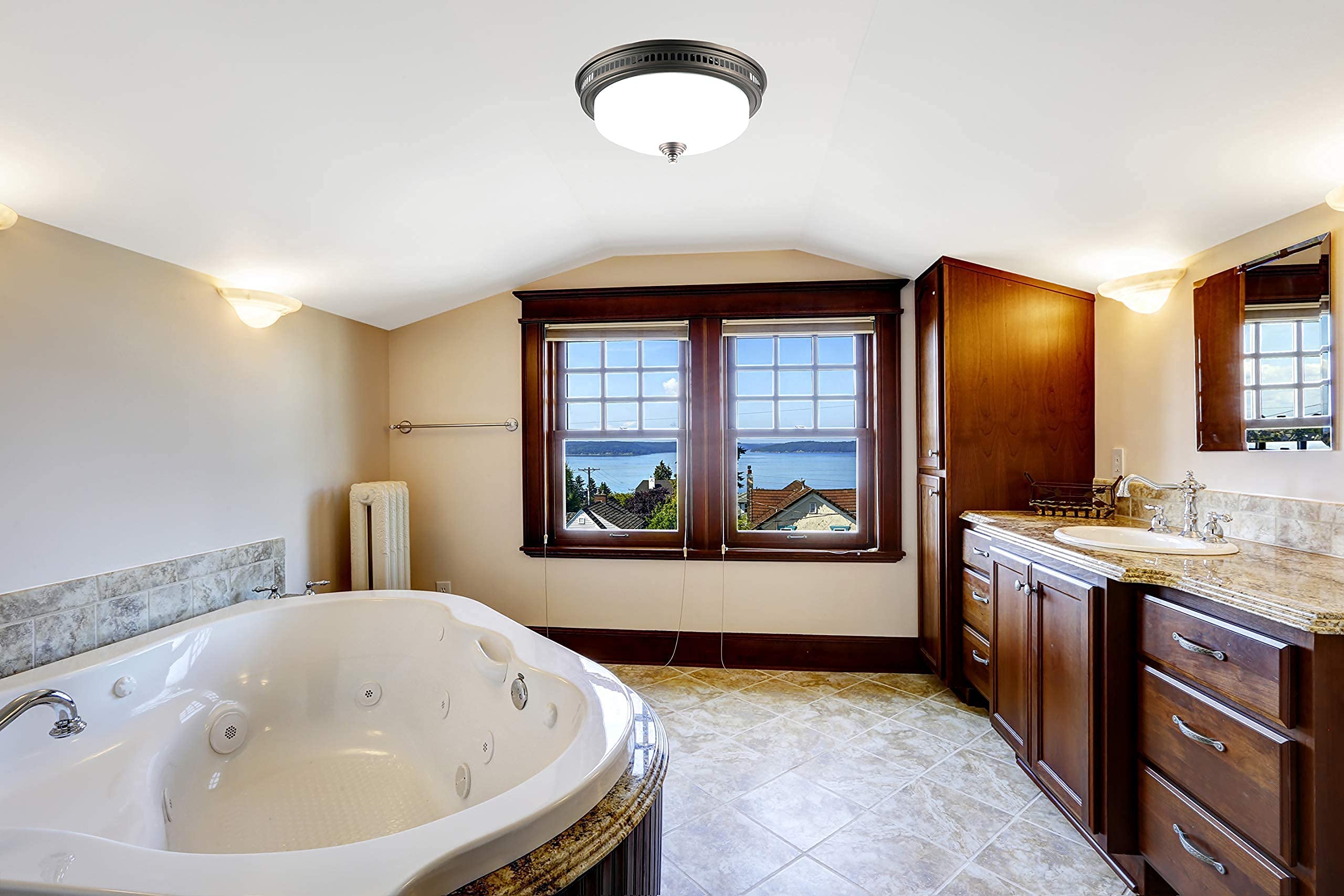 Ultra Quiet Bathroom Exhaust Fan with LED Light & Nightlight - 110CFM Ventilation, 1.5 Sone, Bronze Finish - 3 Year Warranty - Perfect for Home Bathrooms, Basements & Laundry Rooms