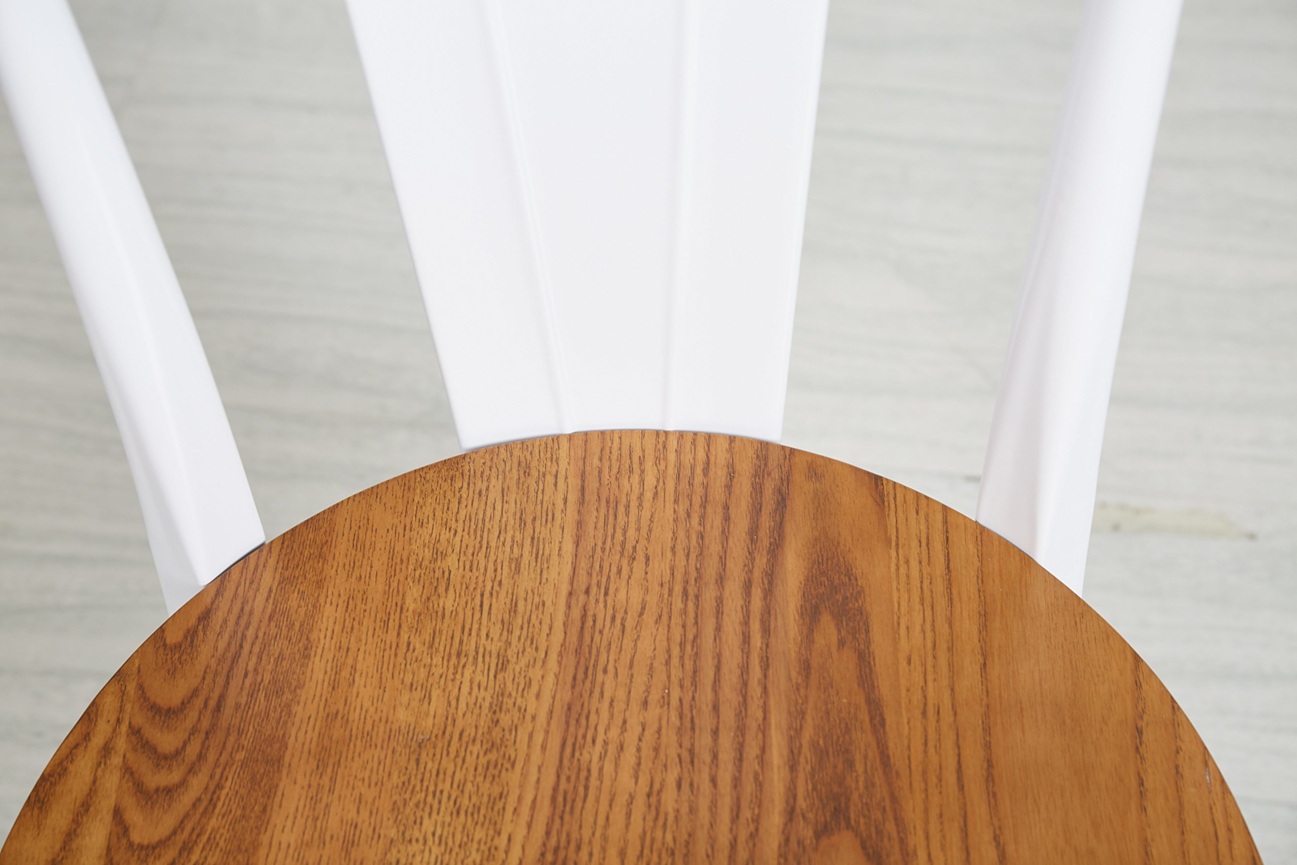 2-Pack White Metal Dining Chairs with Solid Wood Seat - Stackable Kitchen Chairs for Indoor, Restaurant & Outdoor Use - Perfect for Small Spaces, Patios and Commercial Dining Areas