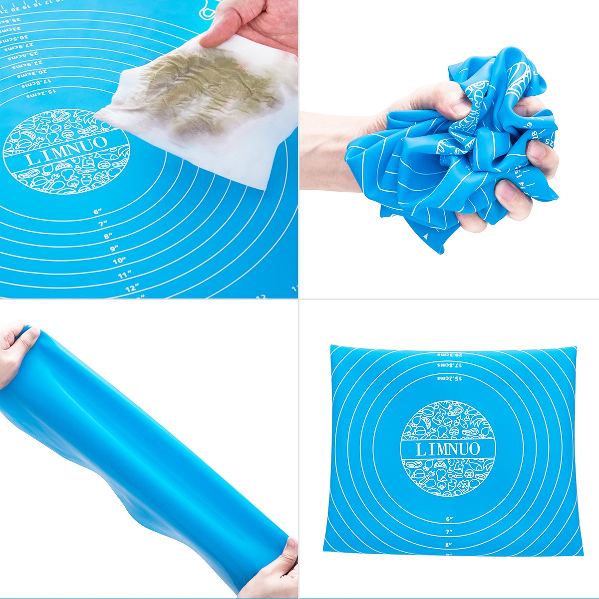 LIMNUO Extra Thick Silicone Baking Mat - Large Non Stick Pastry Sheet for Dough Rolling, Pie Crust & Baking - Heat Resistant, Anti-Slip & Dishwasher Safe - Perfect for Home Baking, Cookies, Bread & Pastry Making