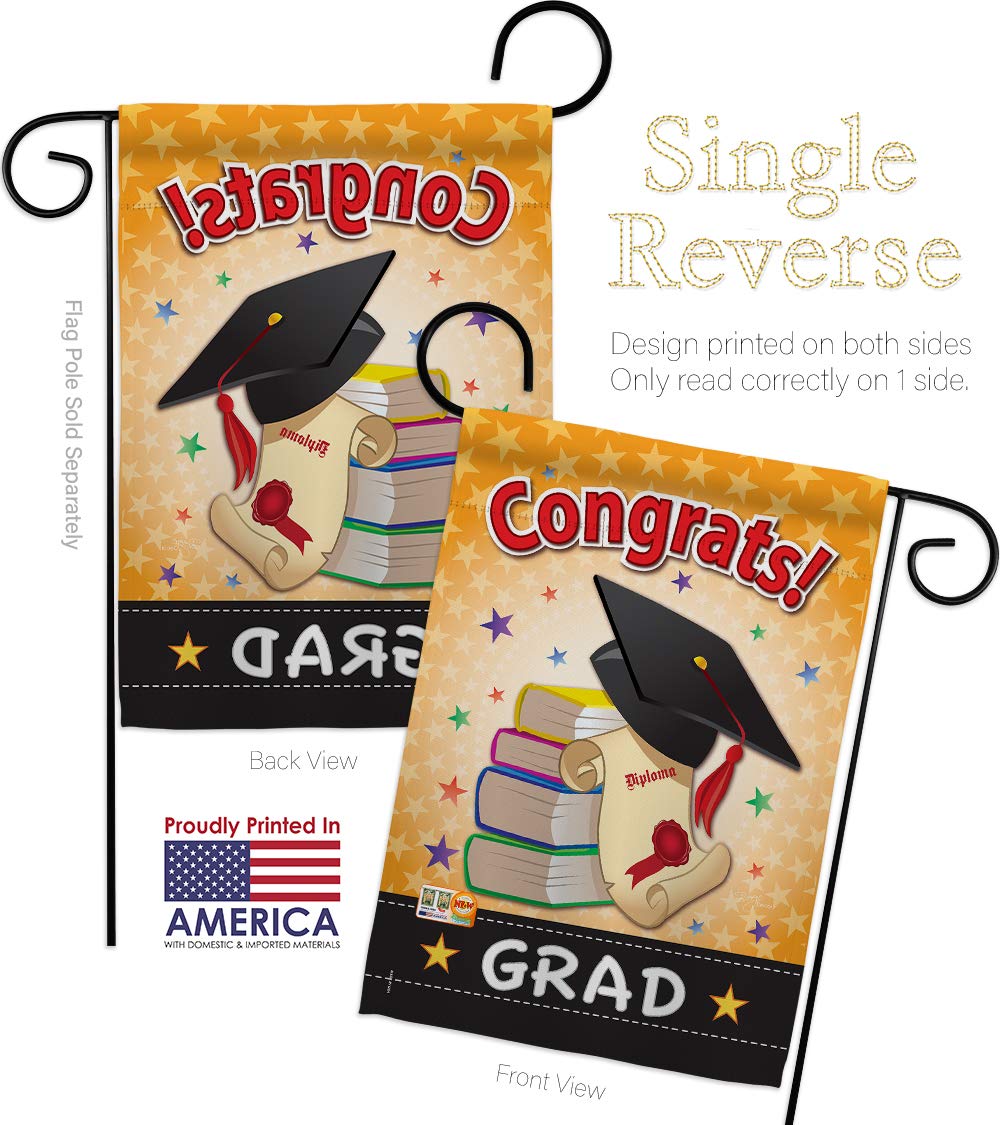 Graduation Garden Flag - Congrats Grad Decor for Yard & Home - USA Made