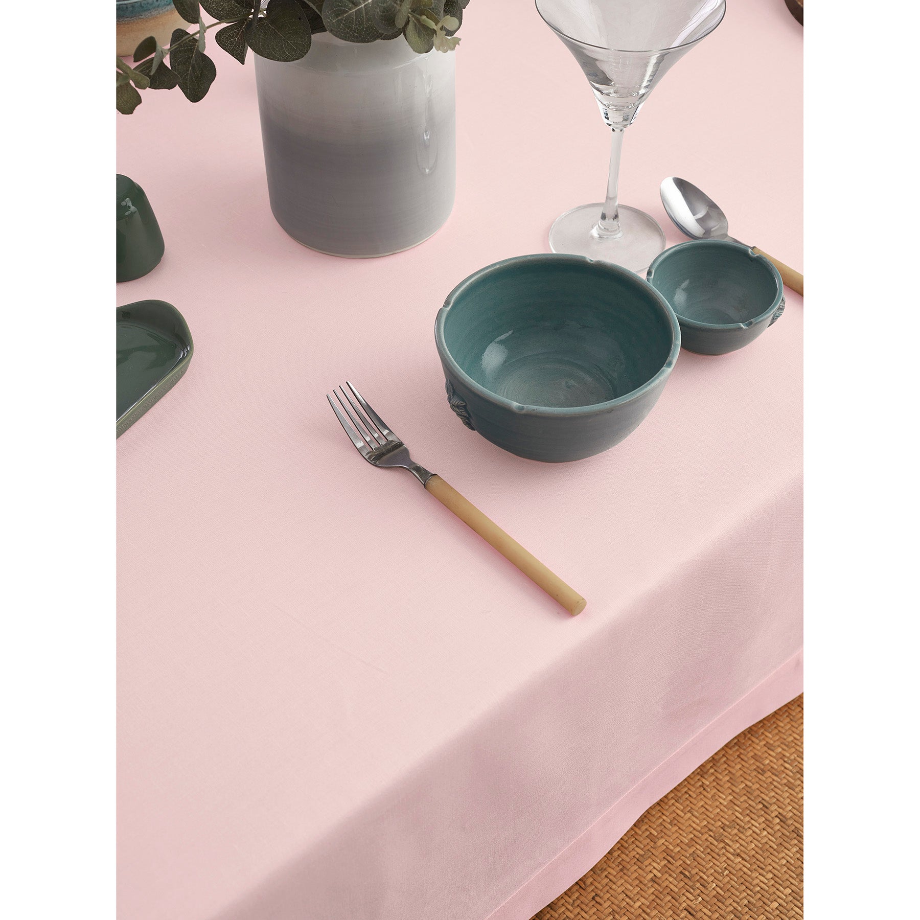 Premium Dru Cotton Linen Tablecloth - 60x90 Inch Natural Woven Table Cover for Dining, Kitchen & Outdoor Picnics - Washable & Wrinkle-Resistant
