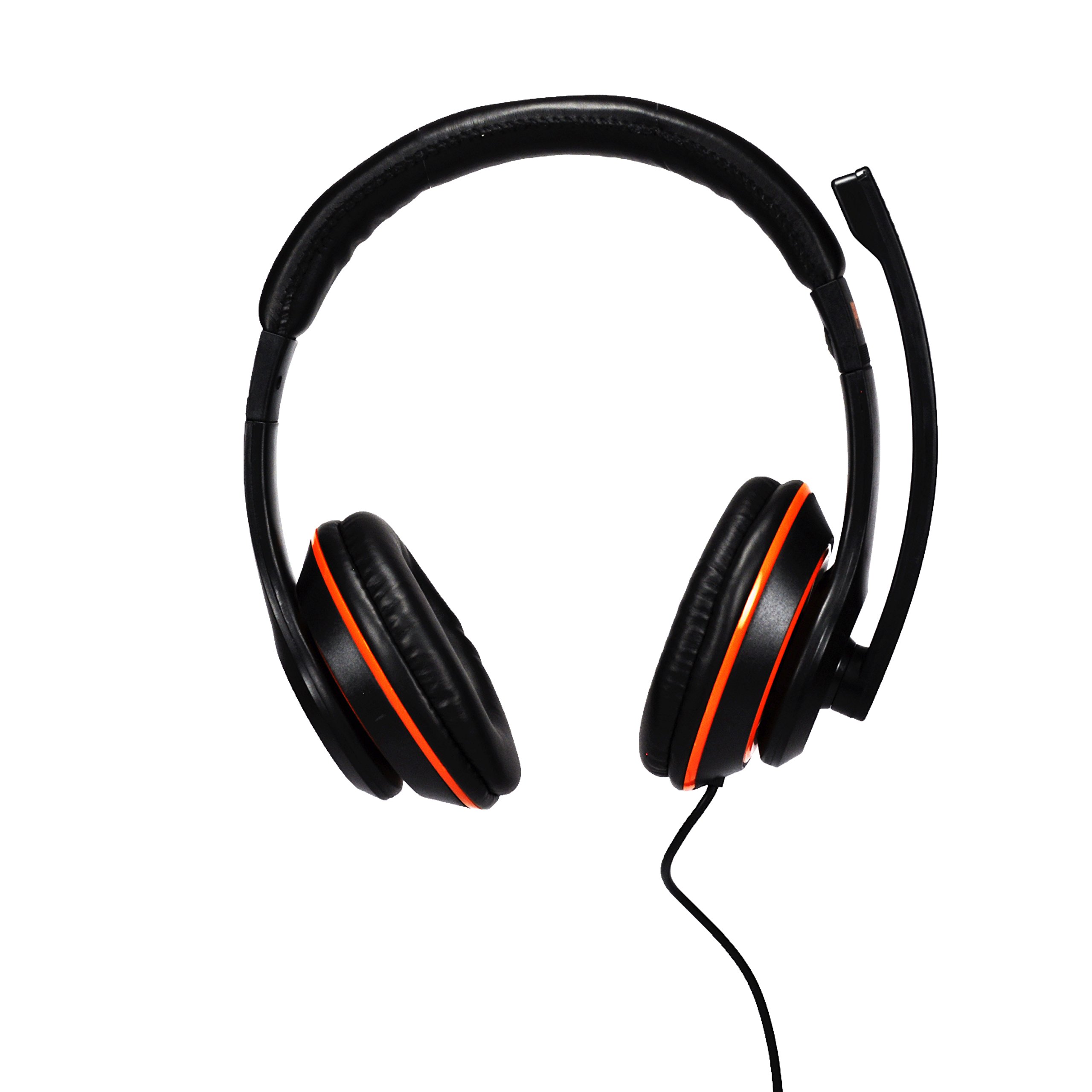 PWN Gaming Headset with Stereo Sound - Over Ear Headphones with Adjustable Mic & Volume Control for PS4, PC, Xbox, WiiU, Smartphones & Tablets (Black/Orange) - Perfect for Competitive Gaming & Online Chat
