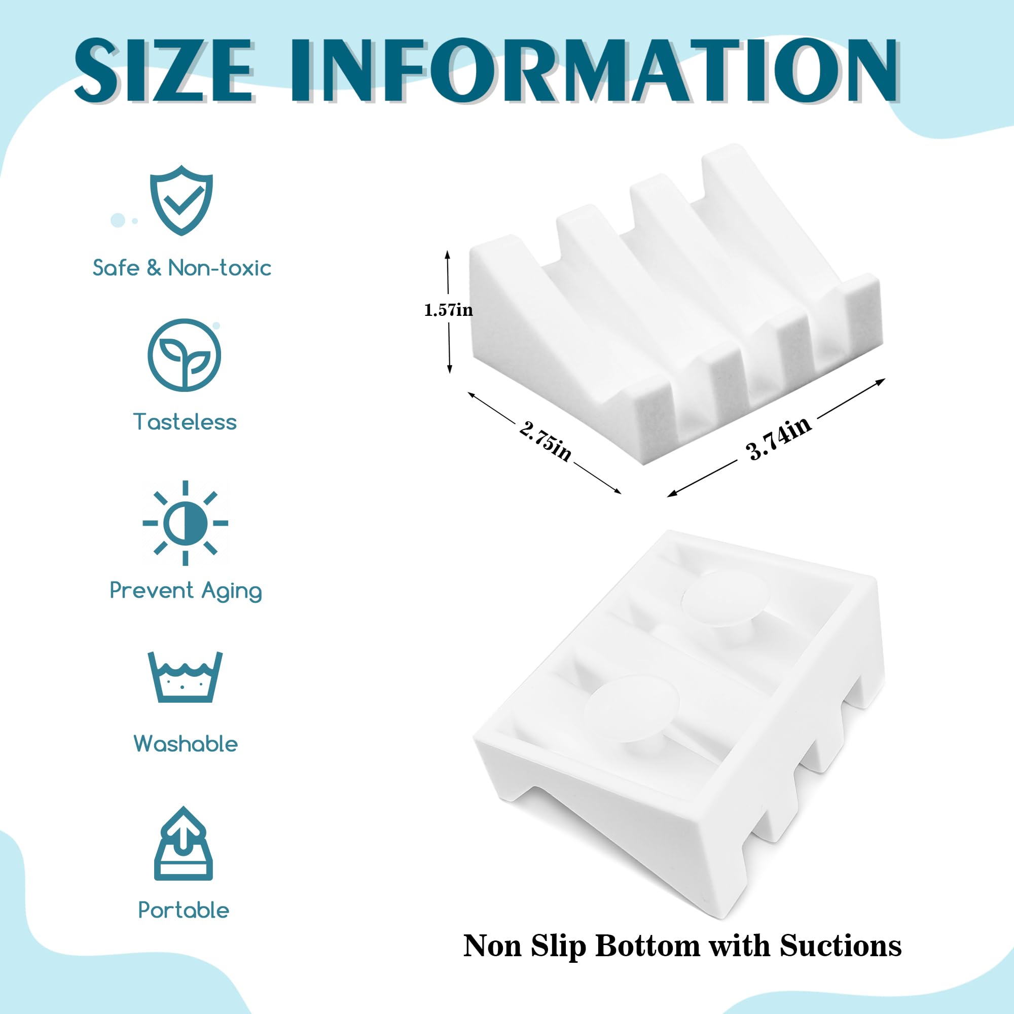 Upgraded Silicone Soap Dish with Drainage - Shower Bar Soap Holder for Bathroom Organization (White)