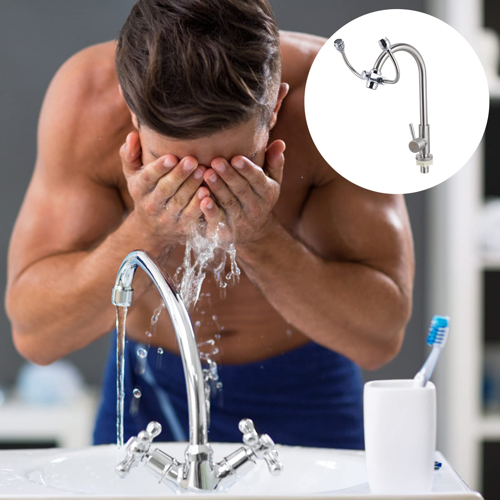 Emergency Eye Wash Station - Sink Mounted Eye Flush Faucet for Workplace Safety