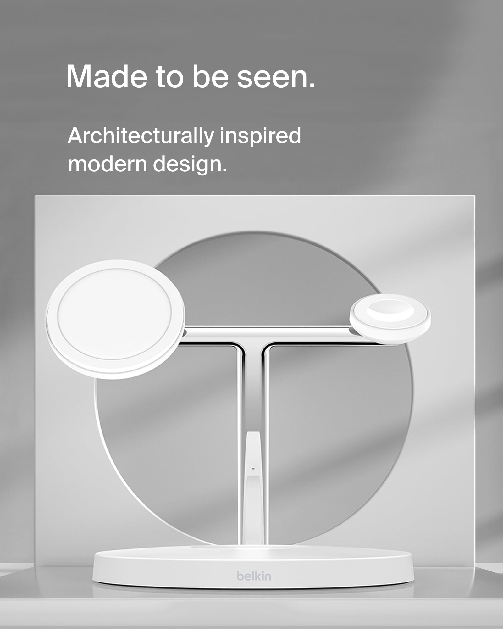 Belkin MagSafe 3-in-1 Wireless Charging Stand (2nd Gen) - 33% Faster Charging for iPhone 16/15/14 Series, Apple Watch & AirPods - Multi-Device MagSafe Charging Station (White) - Perfect for Bedside, Office Desk & Travel Accessories