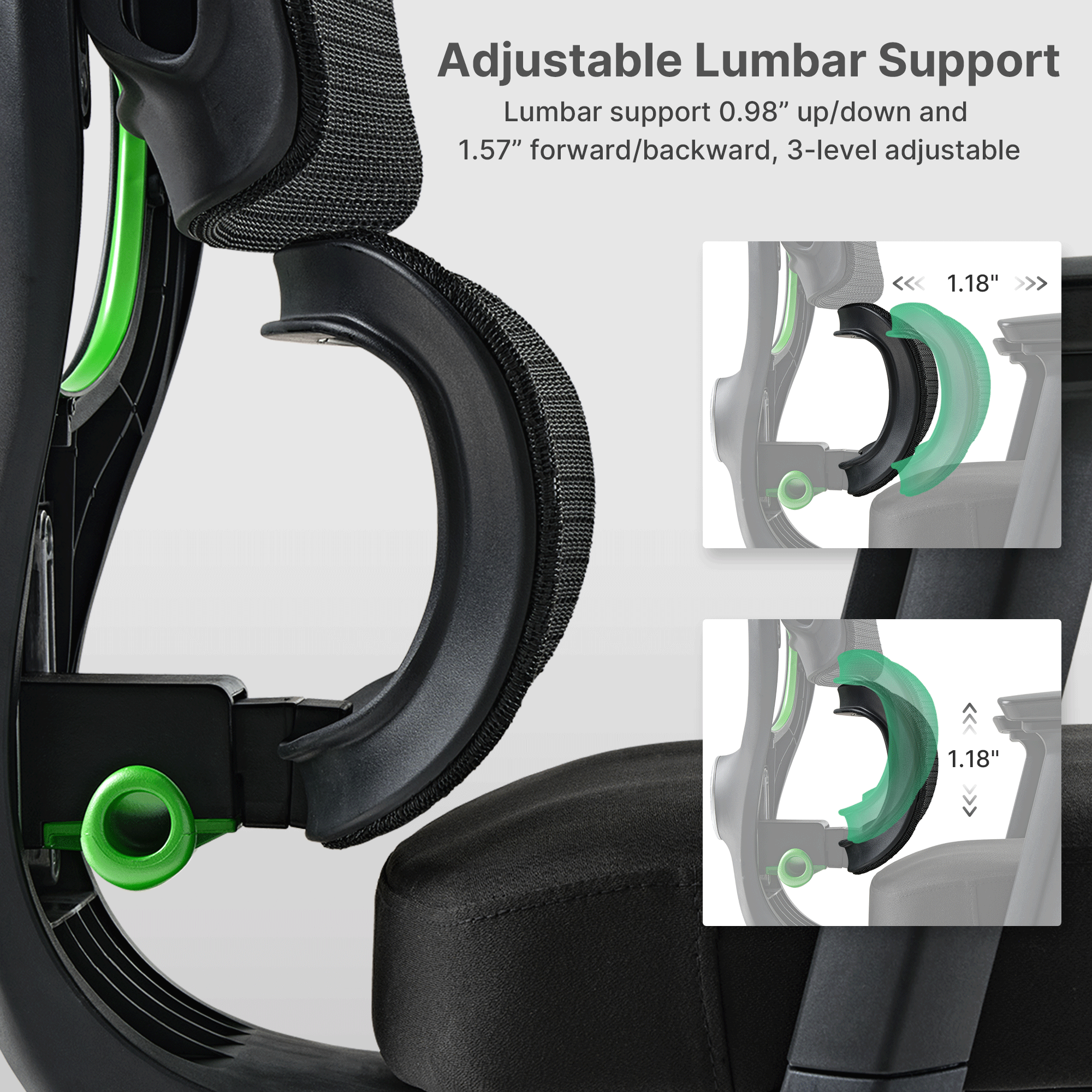 Axion Ergonomic Hybrid Office Chair - Adjustable Lumbar Support & Breathable Mesh Back for Home & Workspace Comfort
