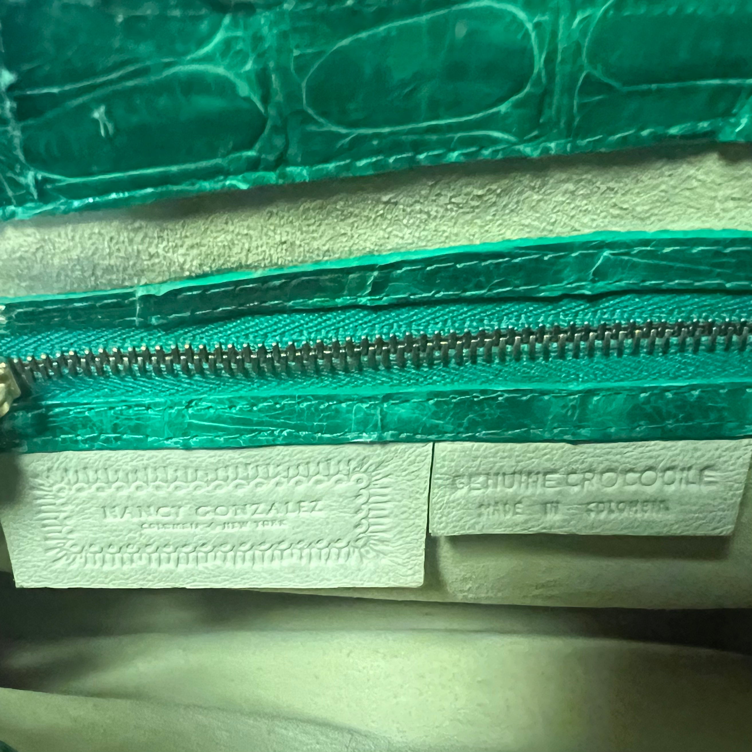Luxury NANCY GONZALEZ Green Crocodile Leather Clutch Handbag for Women - Perfect for Evening Parties, Weddings & Special Occasions