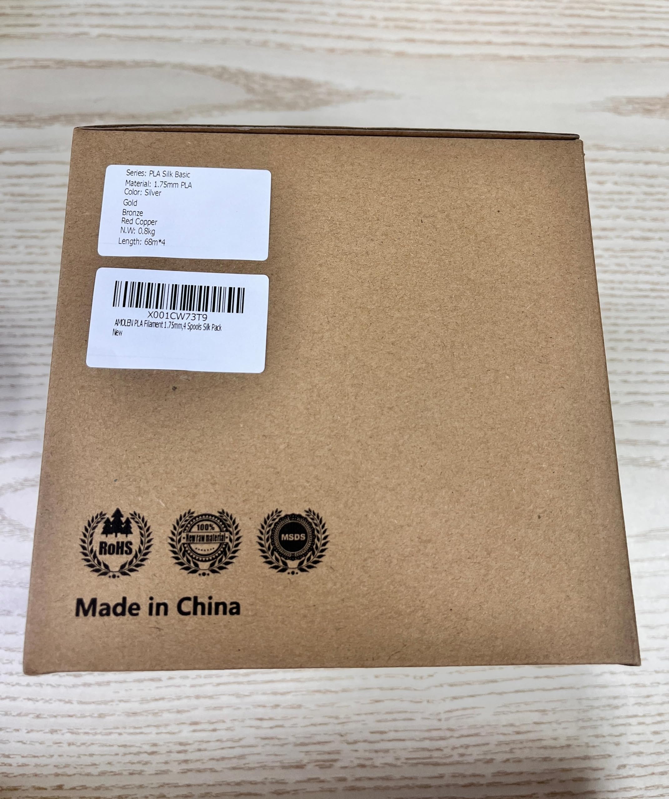 Premium AMOLEN PLA 3D Printer Filament Bundle - 1.75mm Silk PLA Filament in Gold, Silver, Bronze & Red Copper (200g x 4 Spools) for 3D Printing, DIY Projects, Cosplay Props & Home Decor