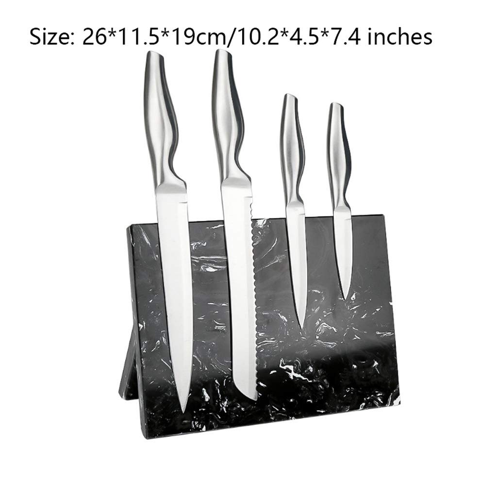 Premium Magnetic Knife Holder - Nordic Style Marble Knife Block Stand with Strong Magnets for Secure Storage | Modern Kitchen Knife Rack & Organizer for Chefs (White) | Perfect for Countertop, Drawer or Wall Mount in Home & Professional Kitchens