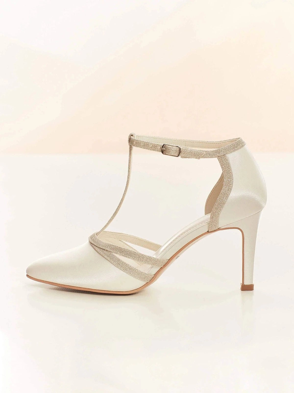 Ivory Satin T-Bar Wedding Shoes for Bride - Size 8 Comfort Heels by Wilma | Perfect for Church Ceremony, Reception & Bridal Party | Limited Time Sale