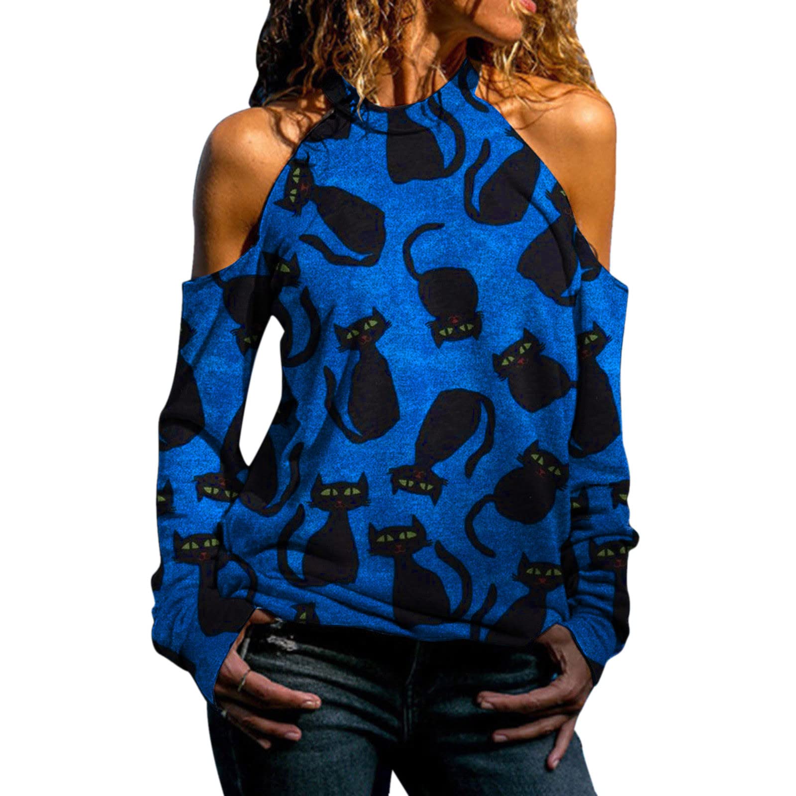 Sexy Halloween Costumes for Women - Off Shoulder Hollow Out Long Sleeve Blouse Top | Party Outfit, Cosplay, Halloween Dress Up, Costume Party Attire