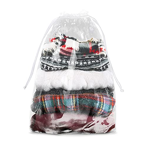 1000 Pack 12x18 Inch Clear Plastic Drawstring Bags - 2 Mil Thick Waterproof Polyethylene Gift & Shoe Bags with Double Cotton Strings for Travel, Storage & Party Favors | Bulk Wholesale Packaging Solution